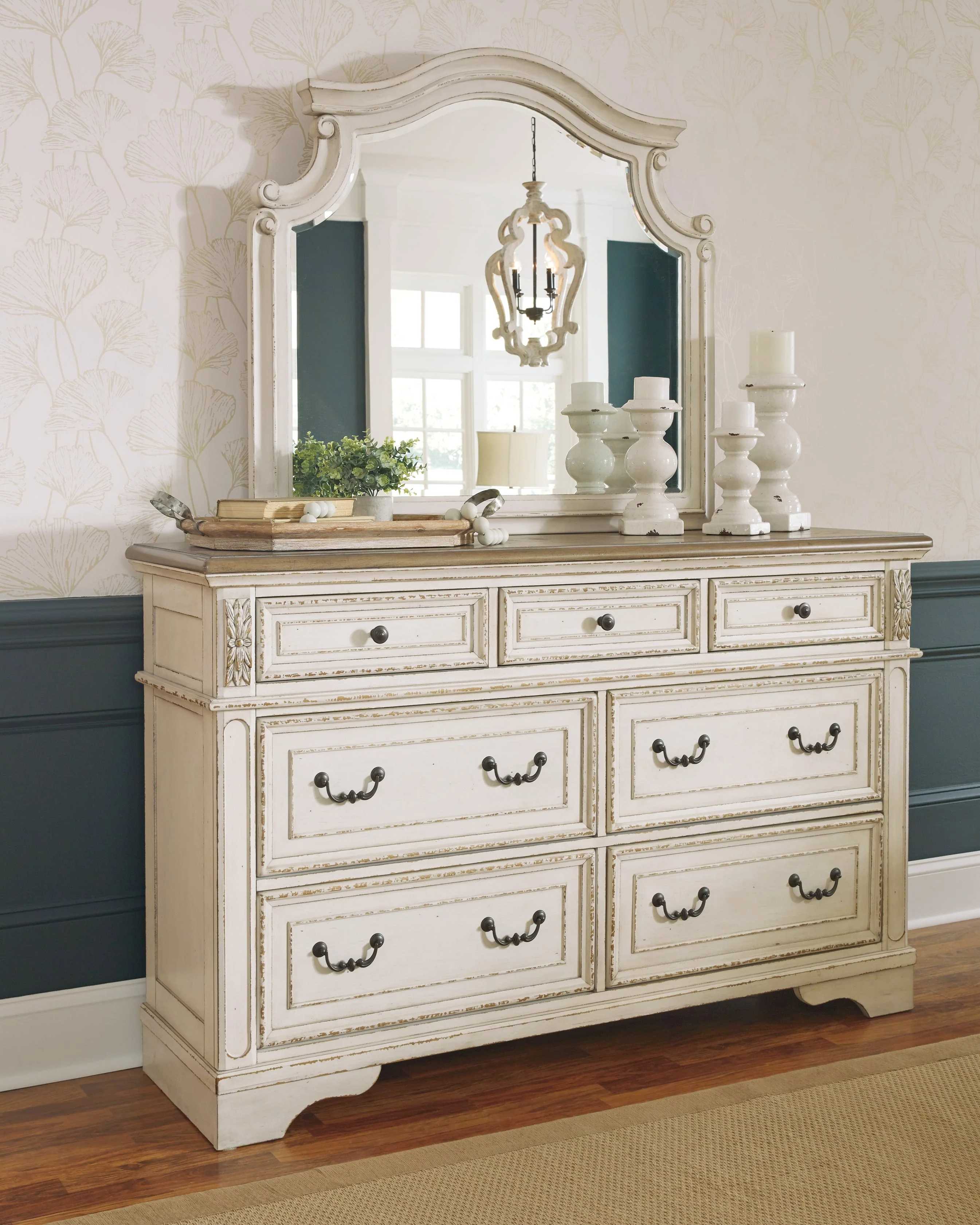Realyn Two-tone Queen Upholstered Panel Bedroom Set with Dresser, Mirror and 2 Nightstands (Online Special Price) - Image 14