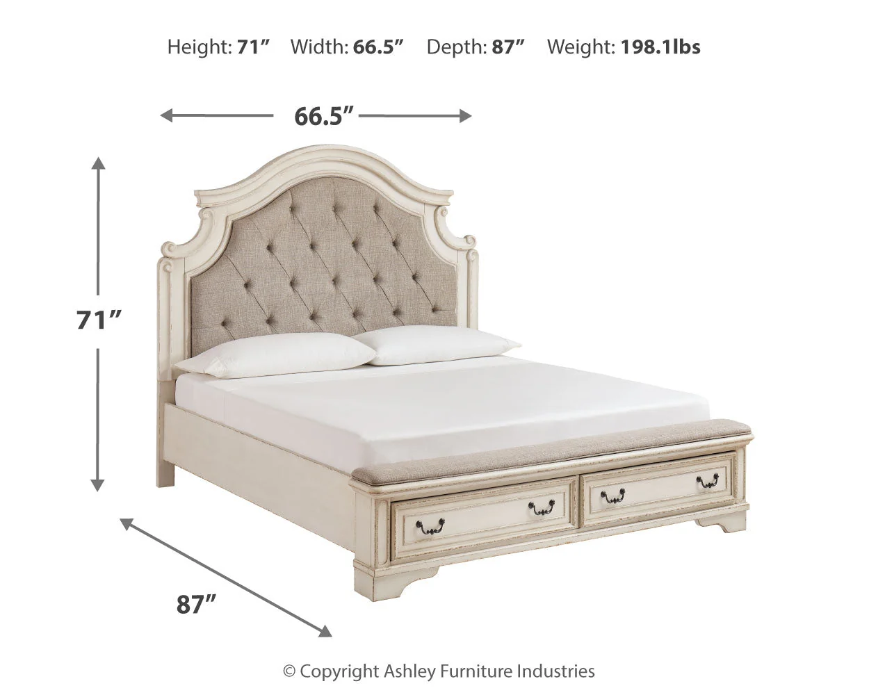 Realyn Two-tone Queen Upholstered Panel Bedroom Set with Storage, Dresser and Nightstand (Online Special Price) - Image 13