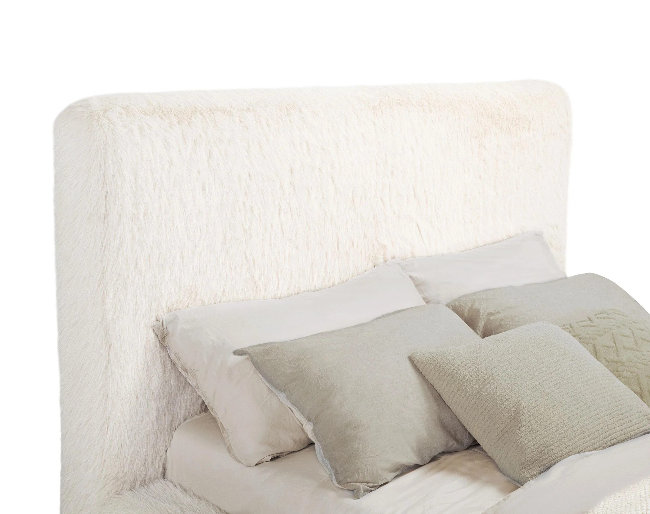 Rebecca Cream Faux Fur Upholstered Queen Bed - Image 7