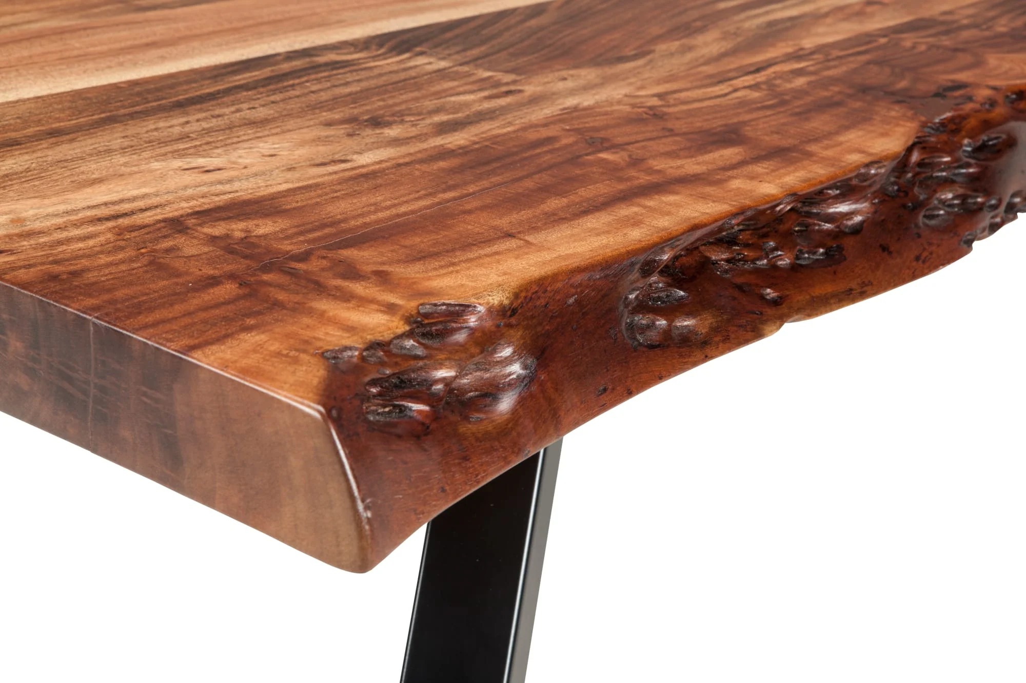 Reese Natural Acacia Live Edge Solid Wood Metal Leg Console Table - Image 5