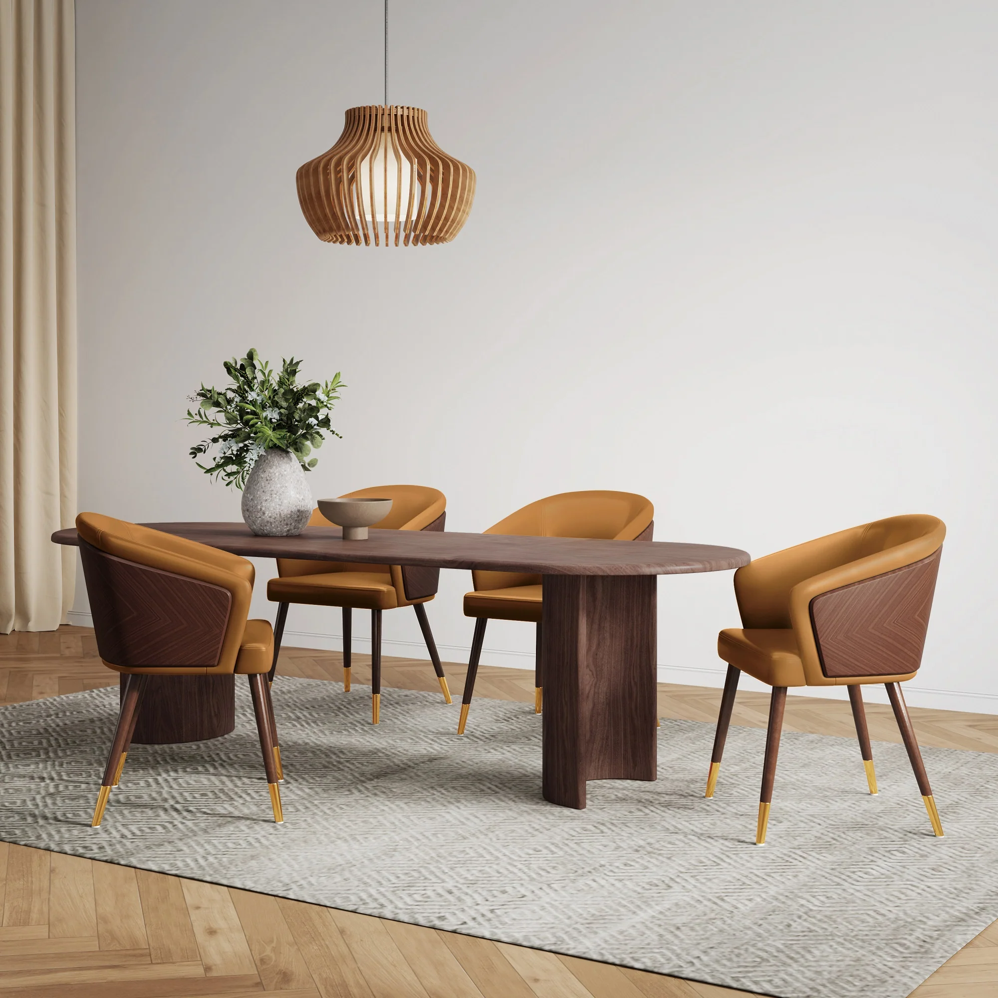 Reeva Dining Chair in Walnut and Camal - Image 2