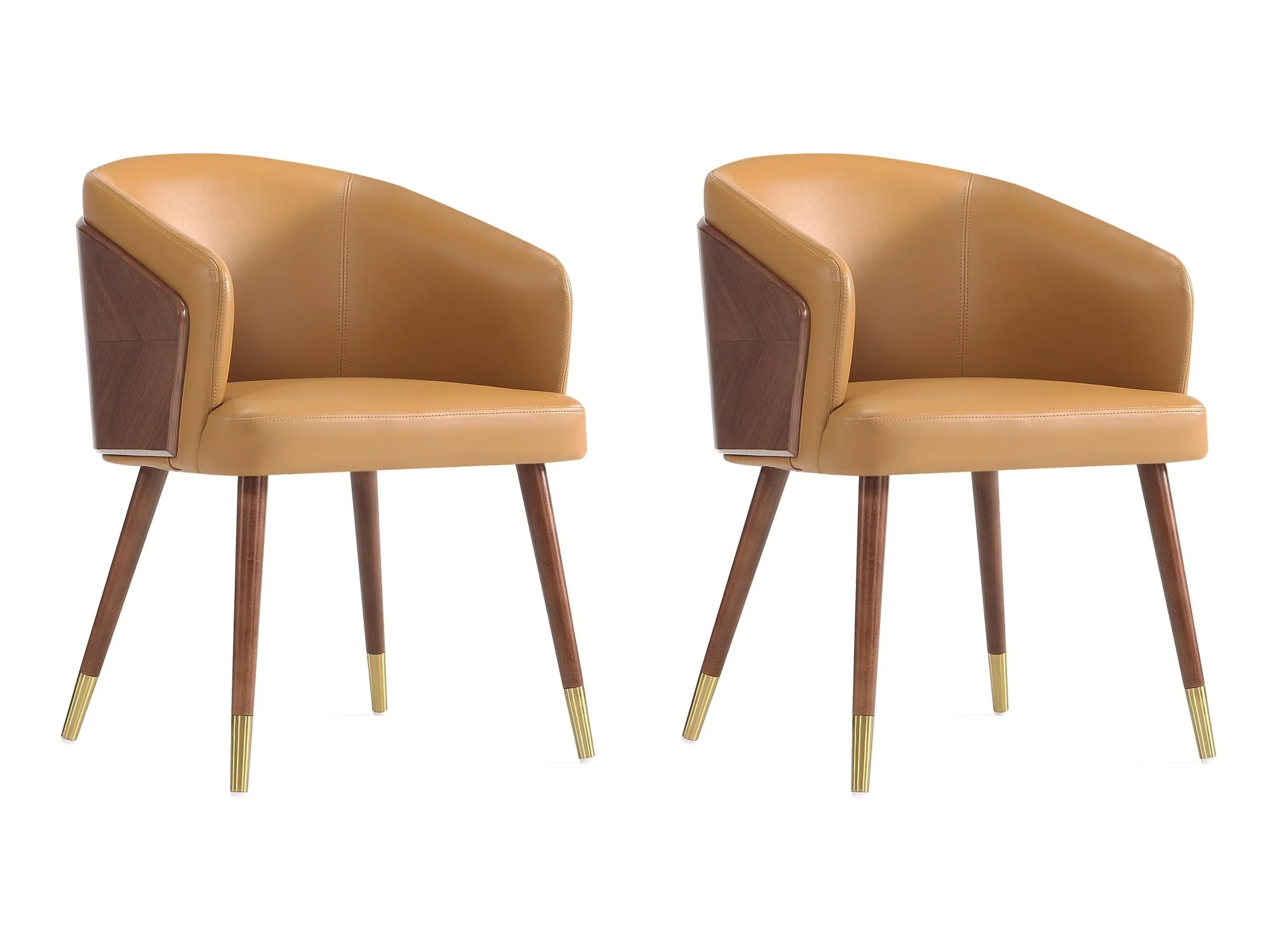 Reeva Dining Chair in Walnut and Camal (set of 2)