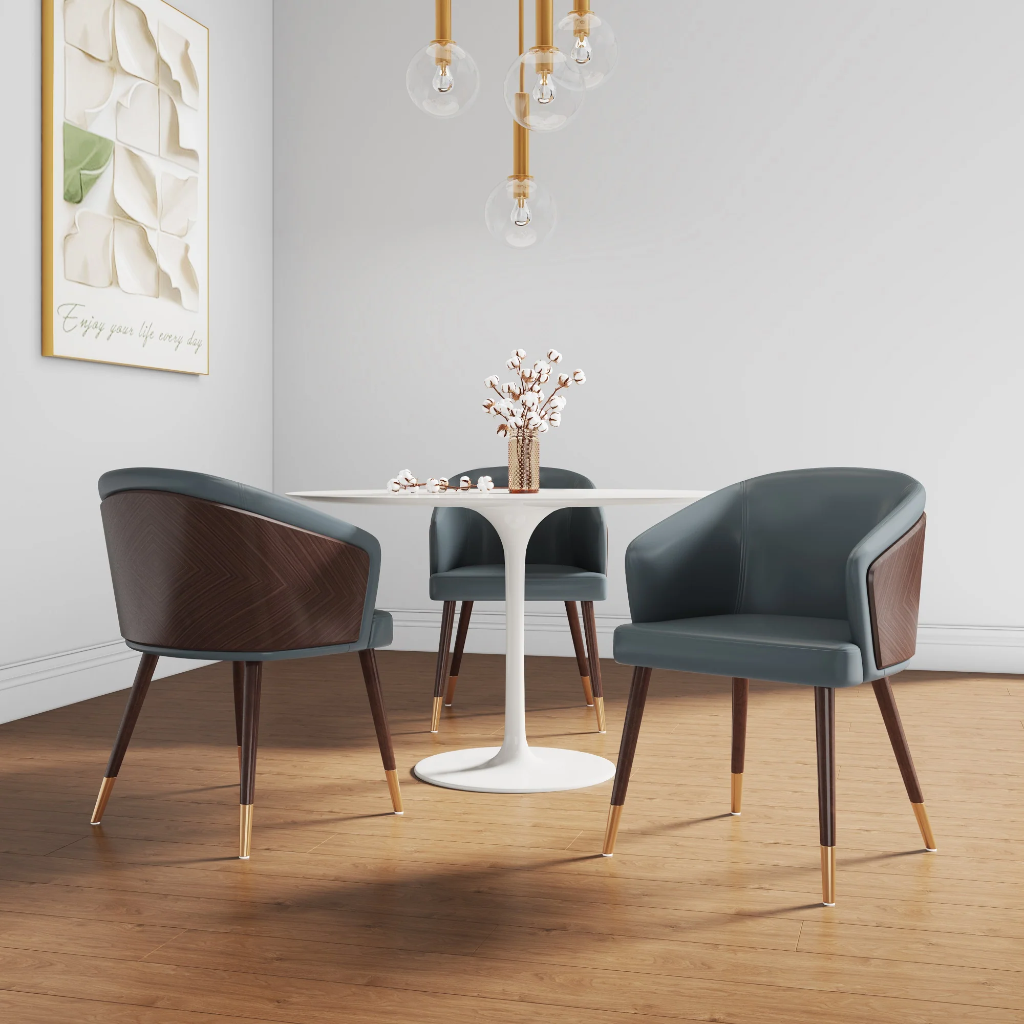 Reeva Dining Chair in Walnut and Graphite Grey (set of 2) - Image 2