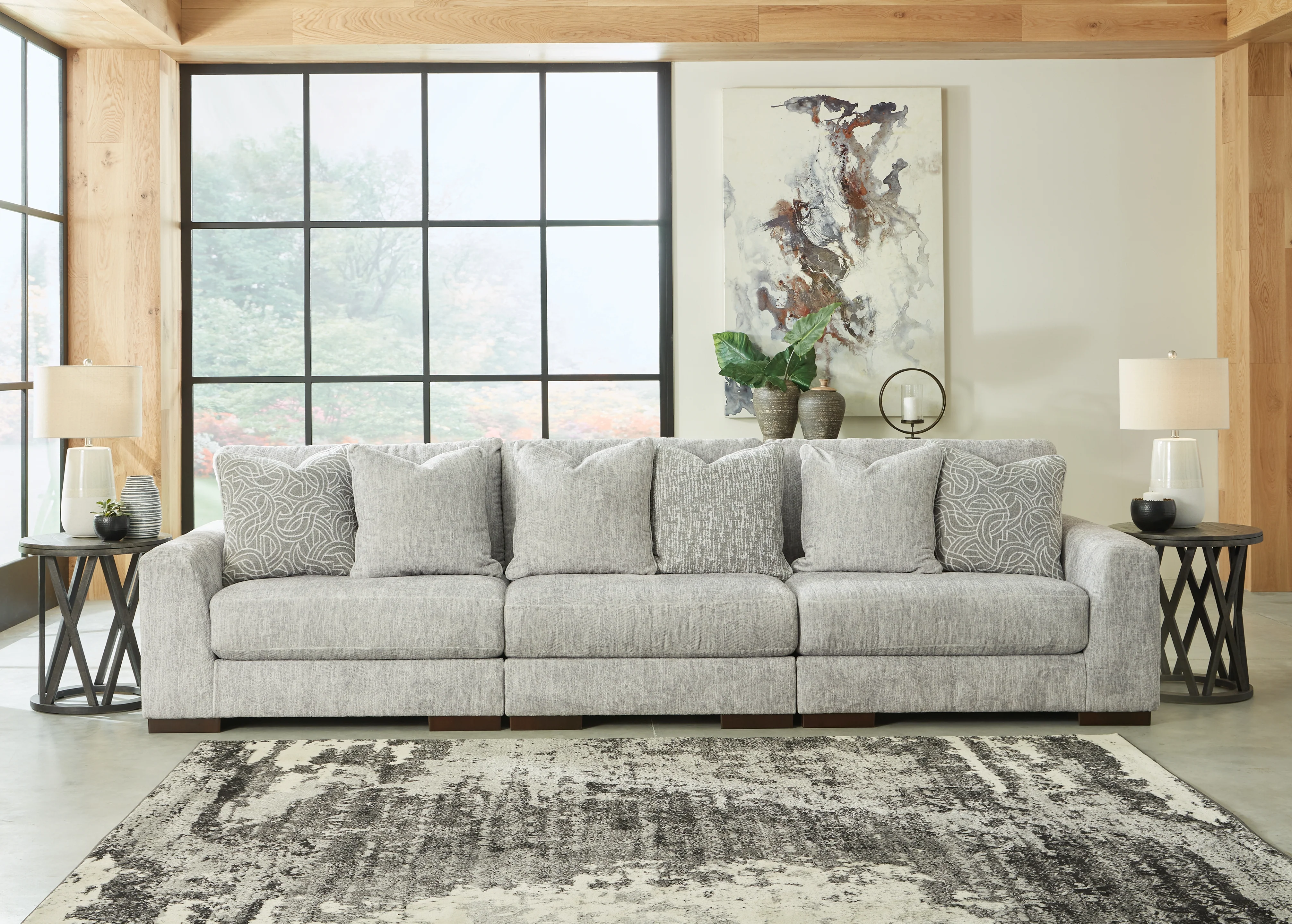 Regent Park Pewter 3-Piece Sectional Sofa and 2-Piece Sectional Loveseat - Image 2