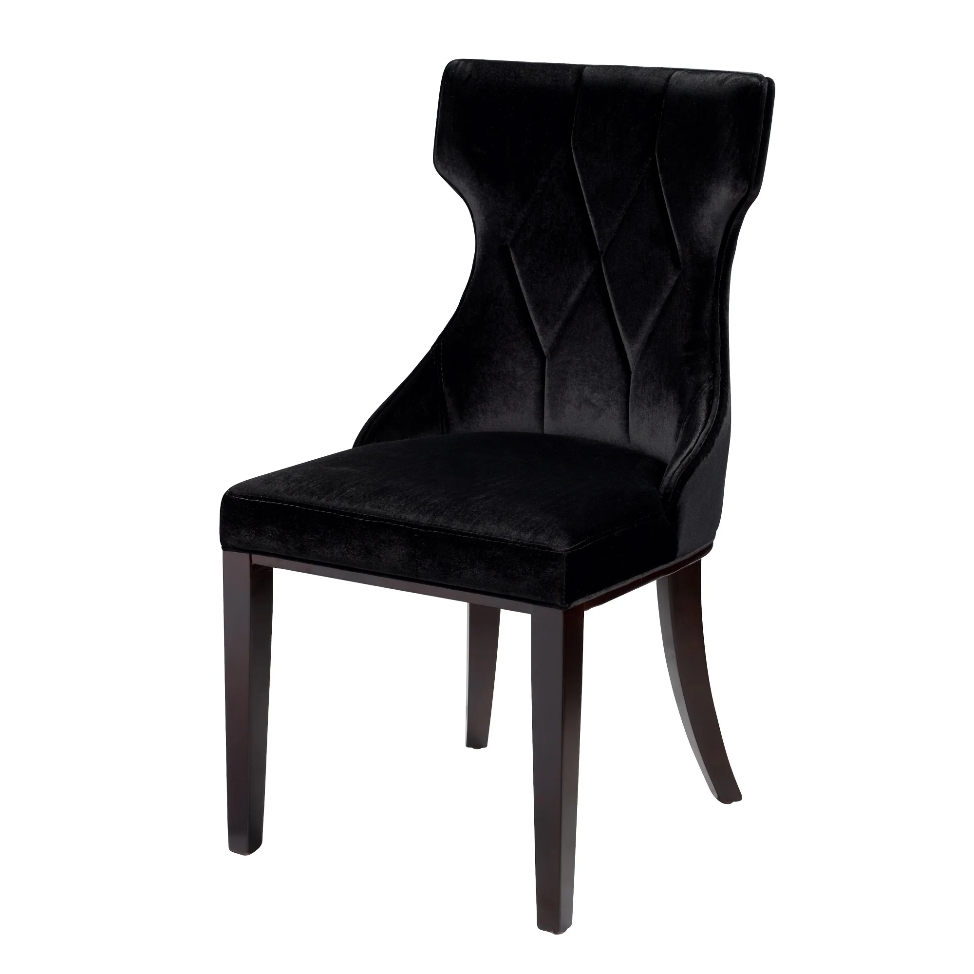 Reine Velvet Dining Chair (Set of Two) in Black and Walnut - Image 4
