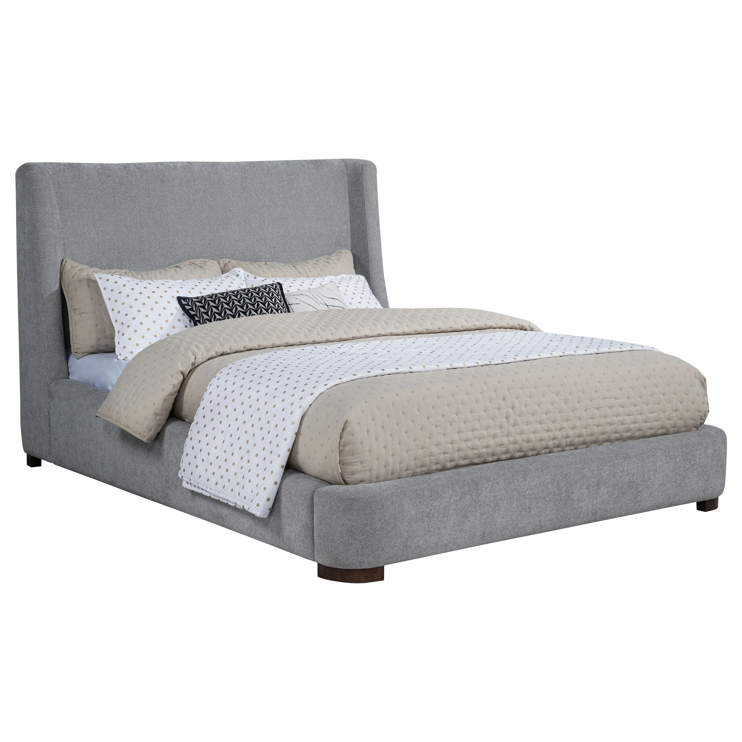 Rennes Grey Upholstered Eastern King Wingback Platform Bed - Image 2