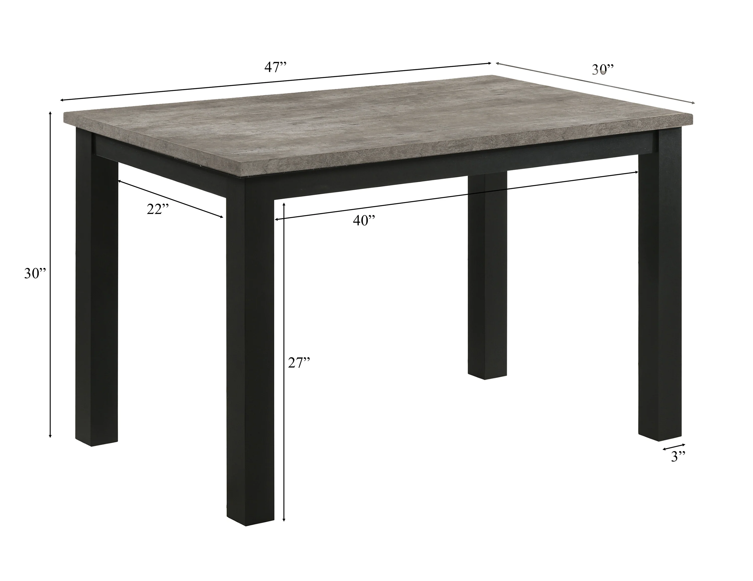 Resia Concrete/Black Dining Table - Image 3