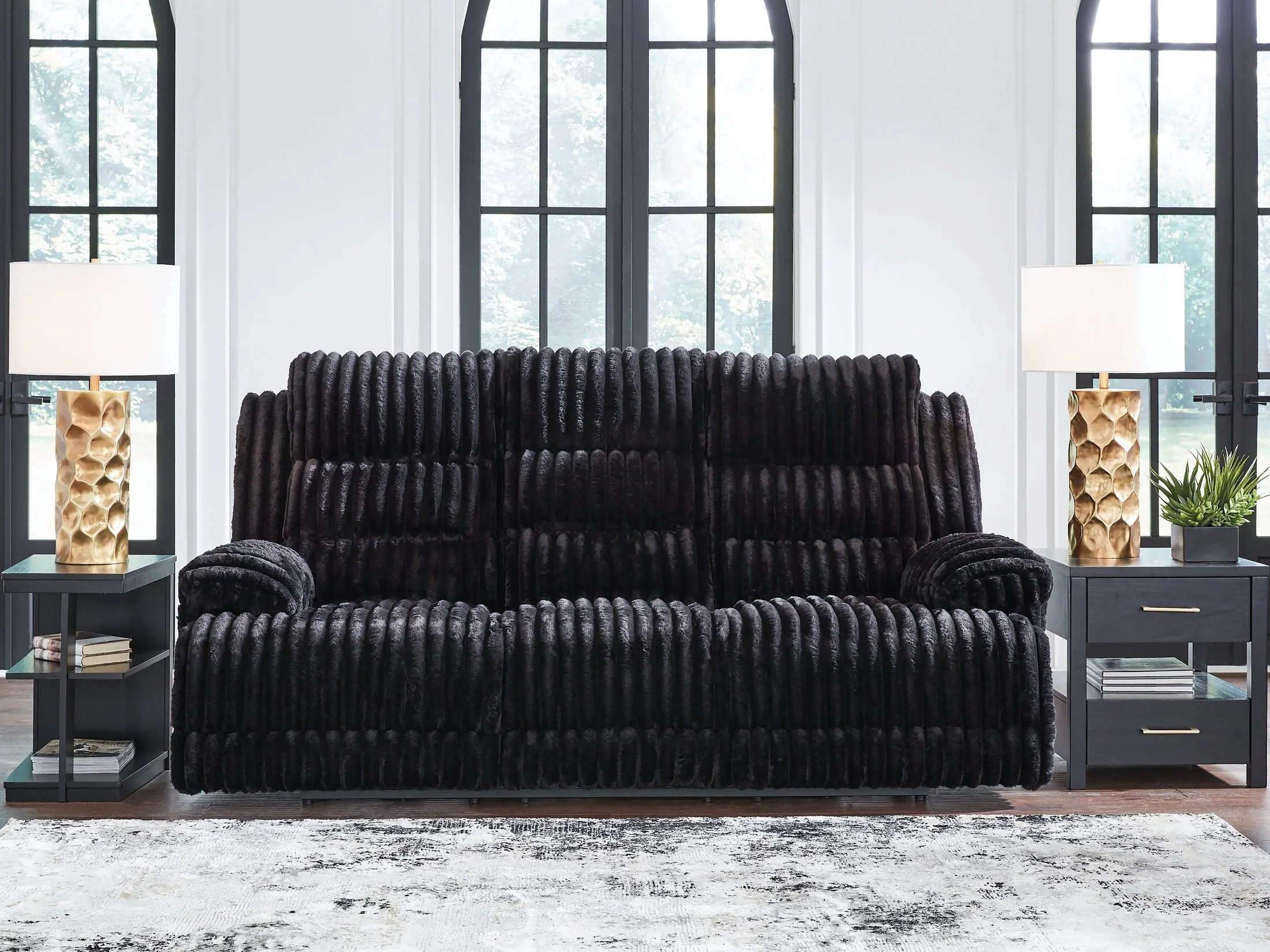 Rhine Falls Onyx Power Reclining Sofa w/Drop Down Table (Online Special Price)