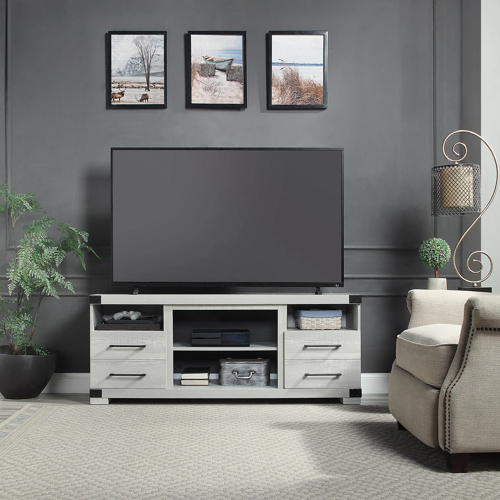 Richmond 60" TV Stand in Grey - Image 2