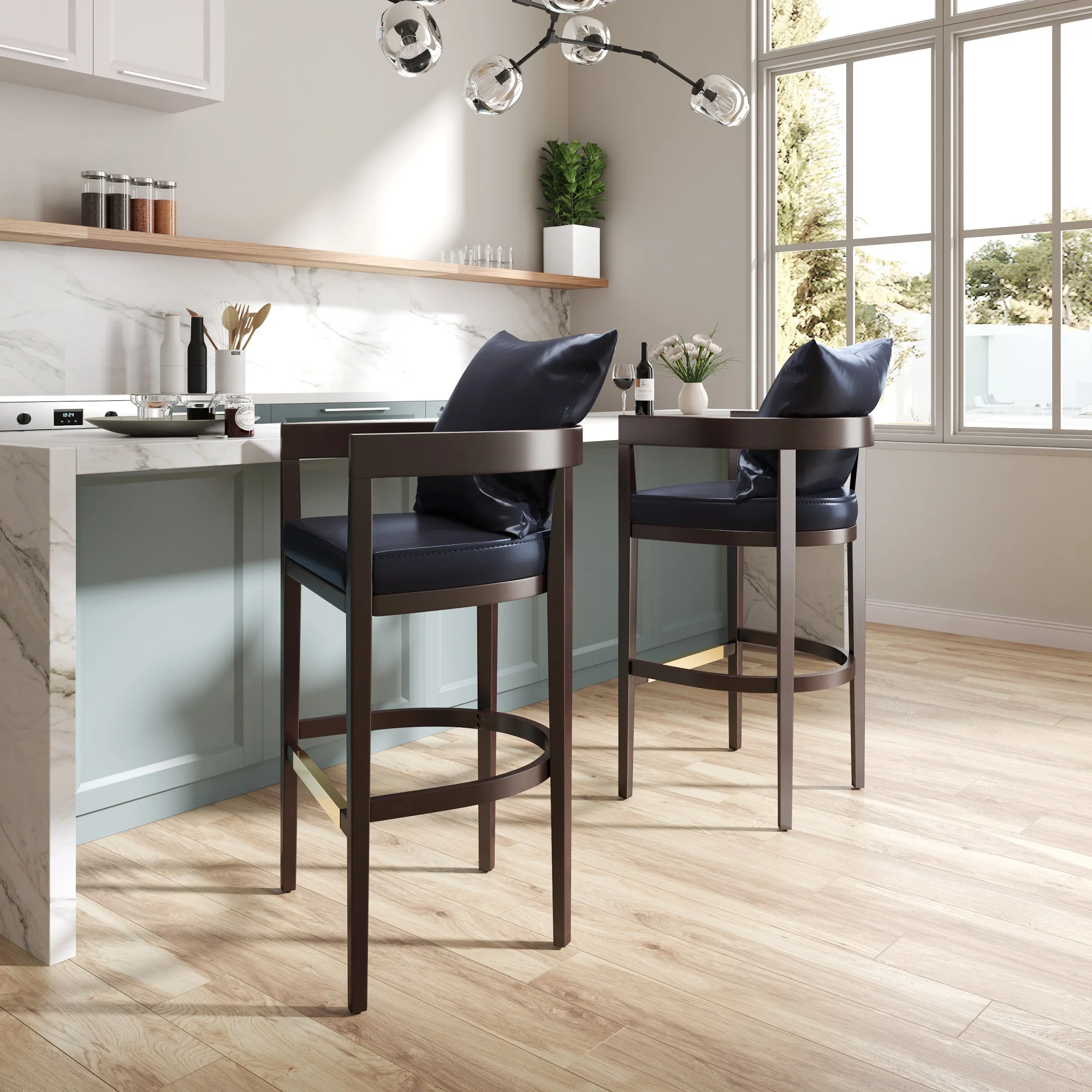 Ritz Counter Stool in Black and Dark Walnut - Image 2