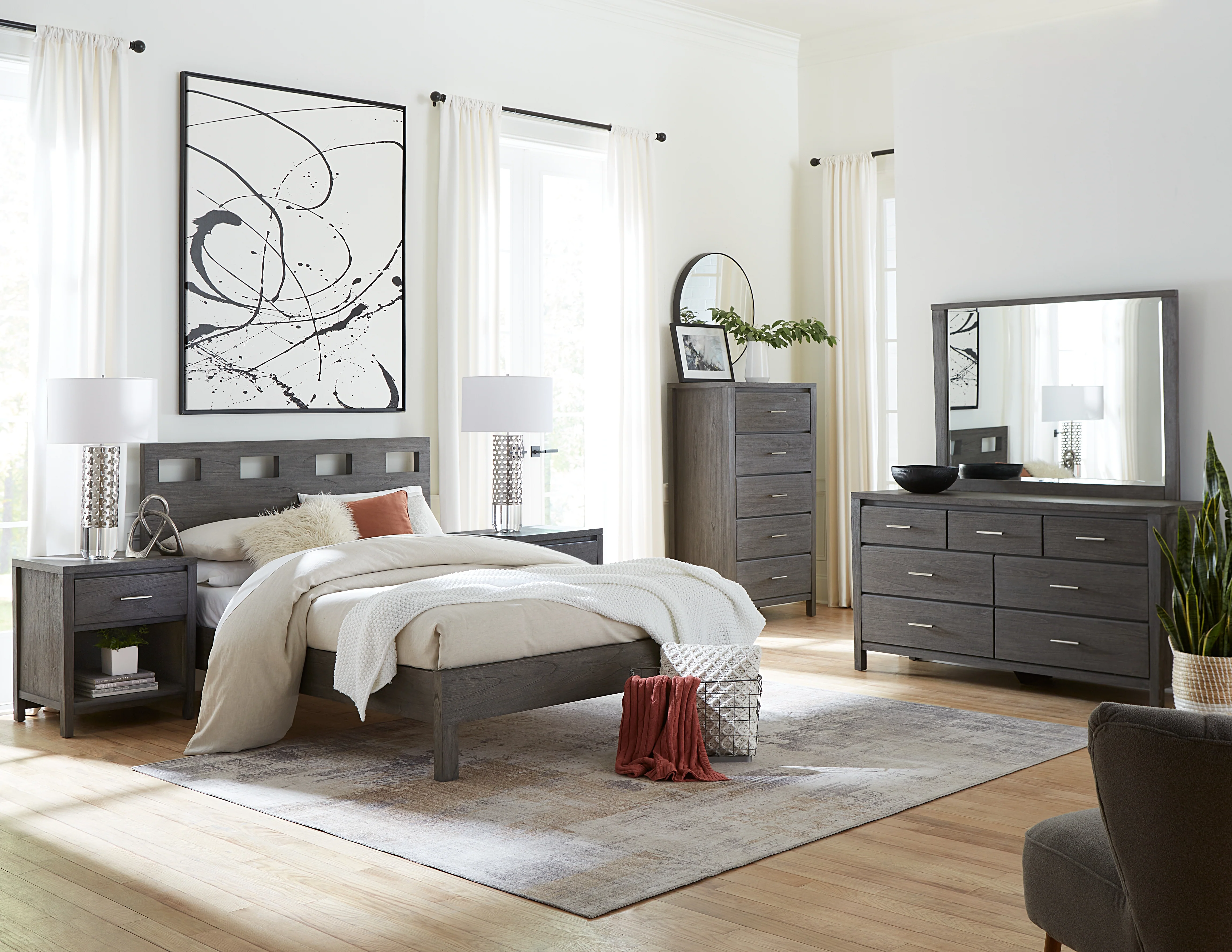 Riva Wood Full Bed in Sharkskin - Image 3