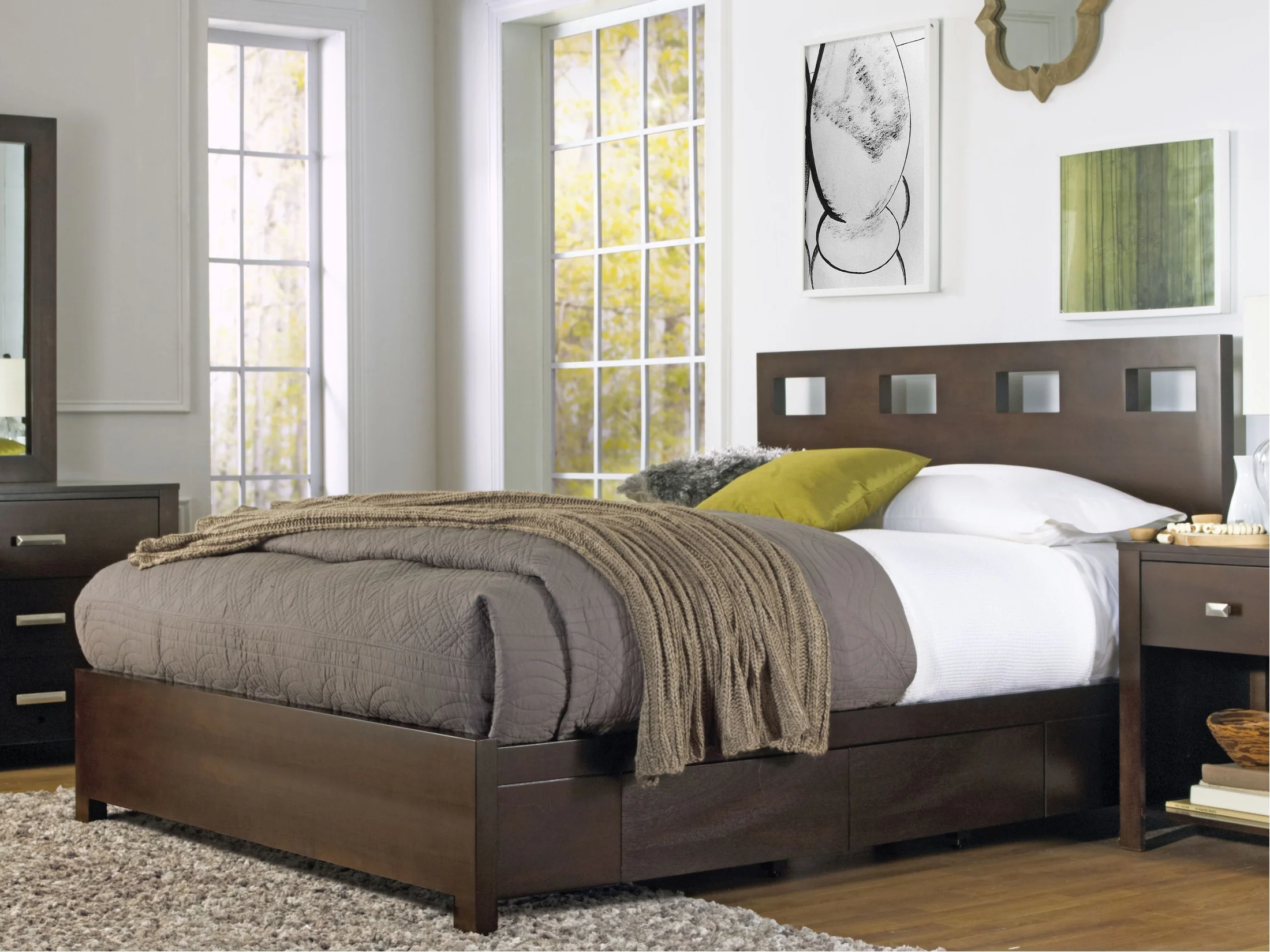 Riva Wood Full Storage Bed in Chocolate Brown