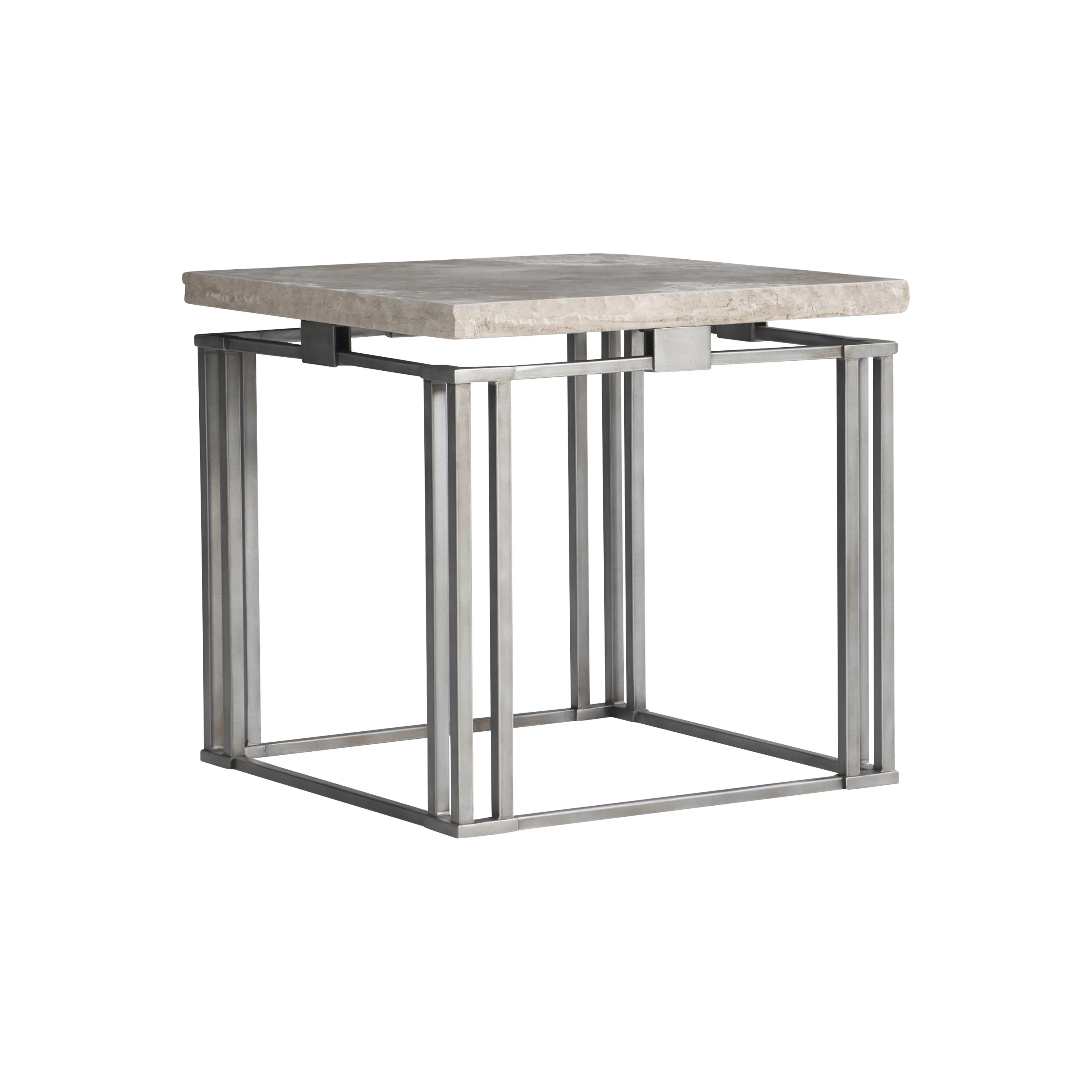 Riverton Bianco Travertine/Silver Side Table - Image 4