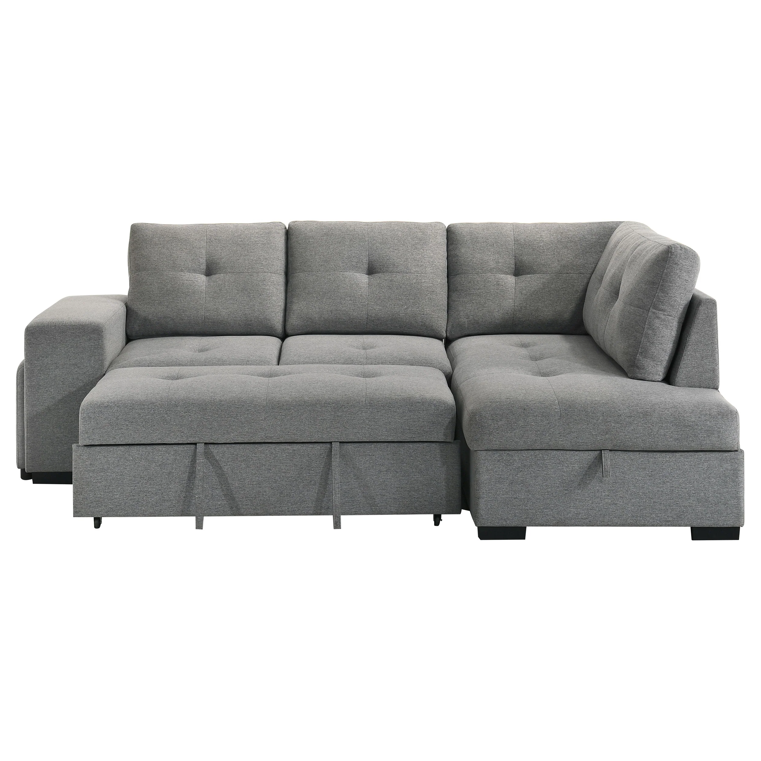 Roanne Grey Fabric Upholstered Sleeper Sectional Sofa - Image 10