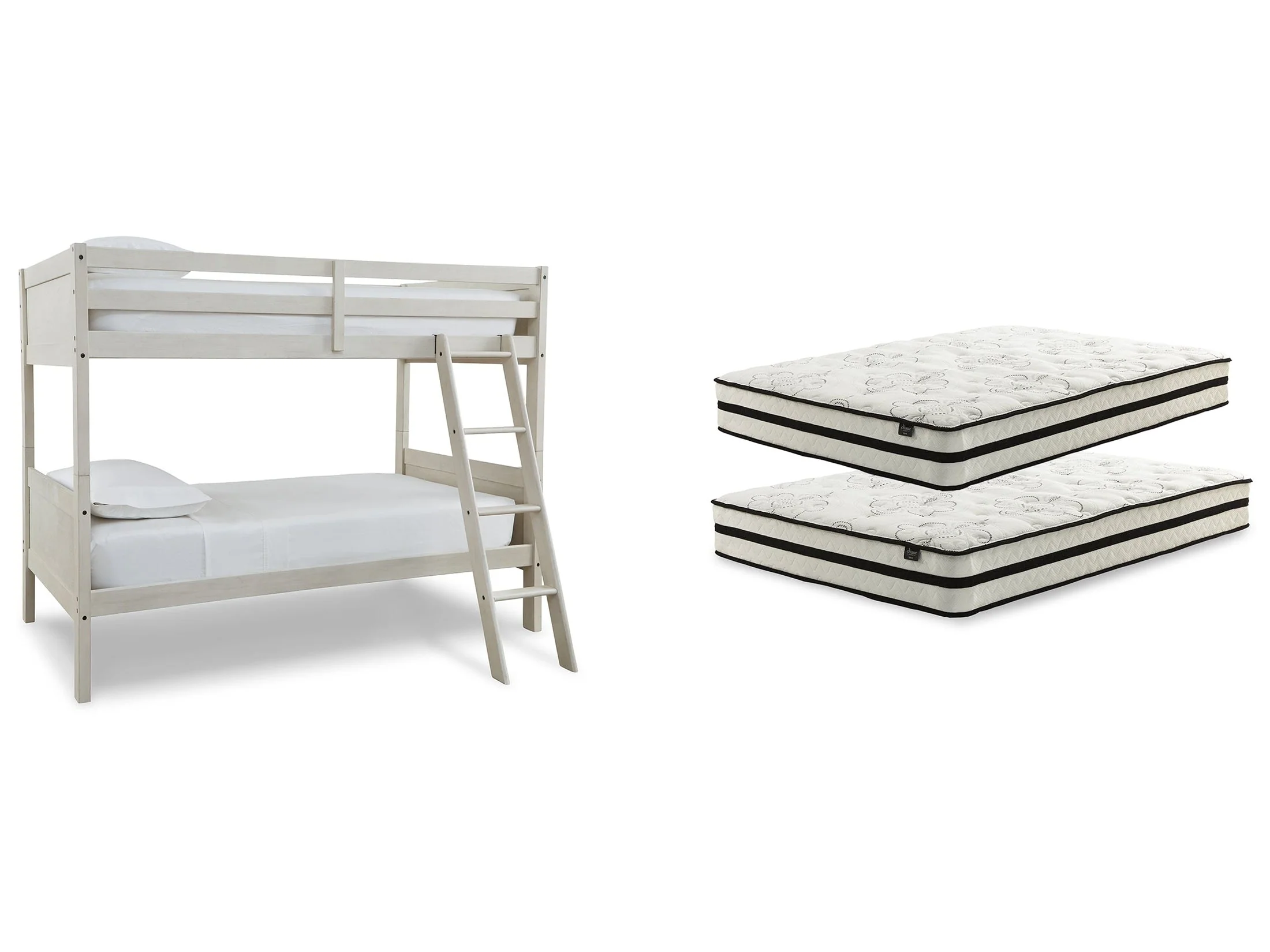 Robbinsdale Antique White Bunk Bedroom Set with Mattresses (Online Special Price) - Image 2