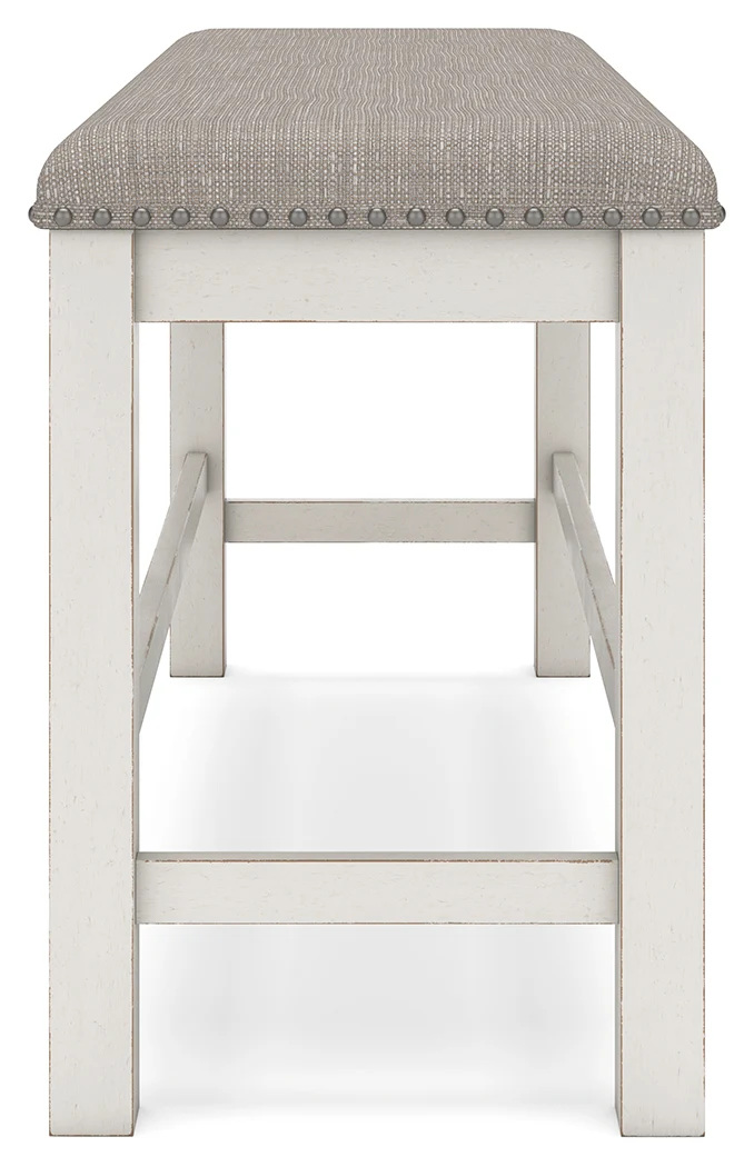 Robbinsdale Antique White Counter Height Dining Table, 2 Barstools, Bench and Server - Image 4