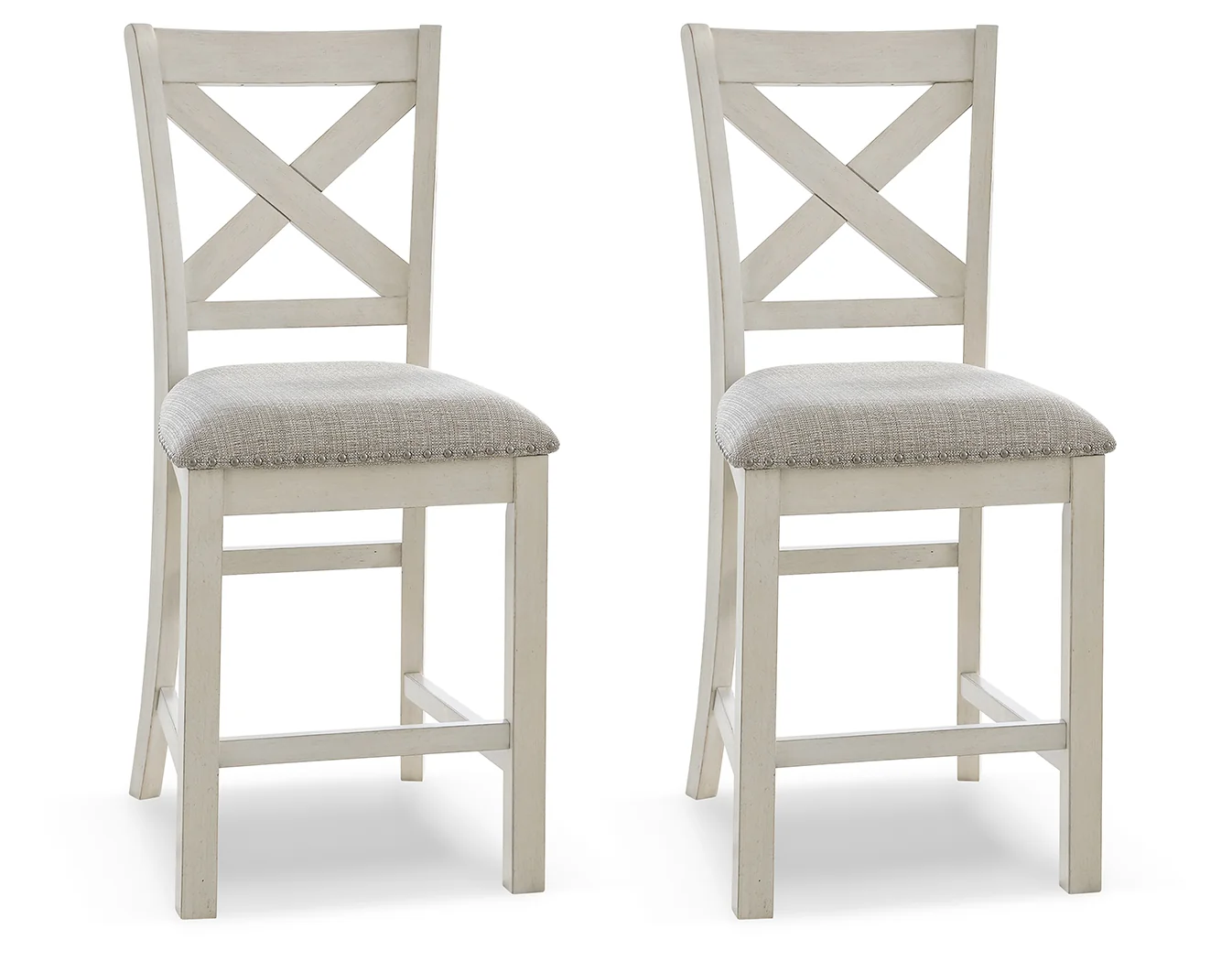 Robbinsdale Antique White Counter Height Dining Table, 2 Barstools, Bench and Server - Image 9