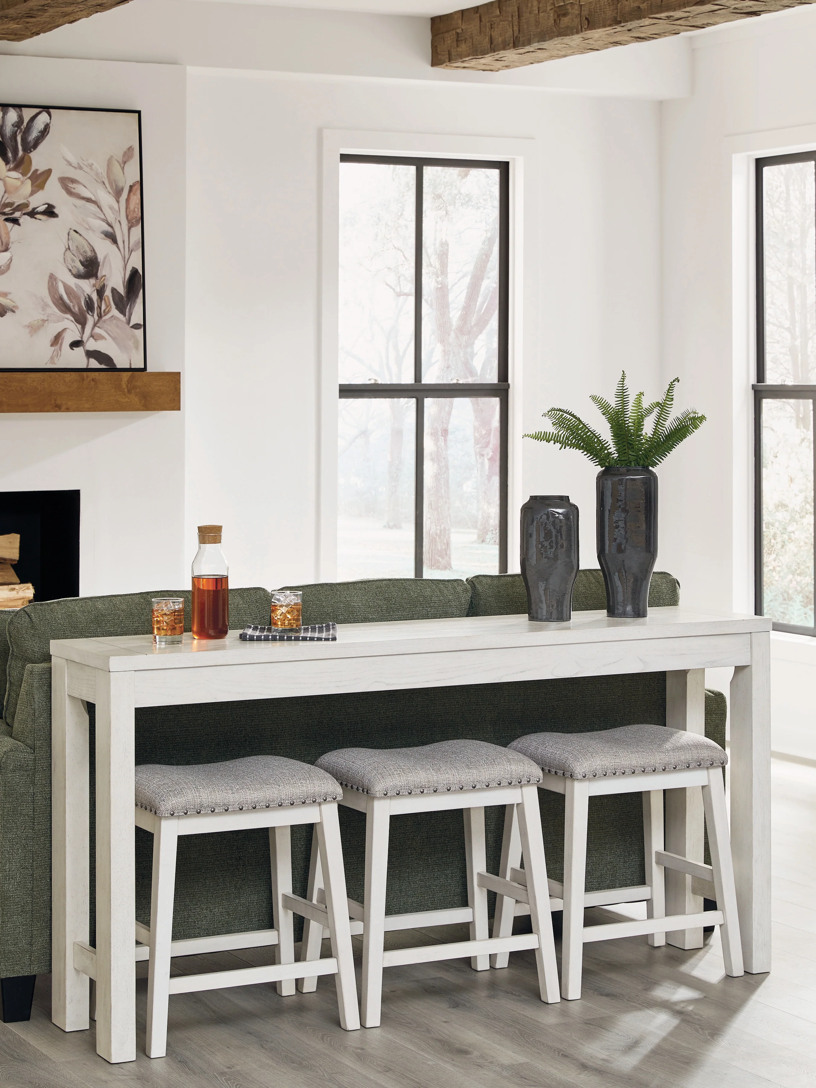 Robbinsdale Antique White Counter Height Dining Table and 3 Barstools Set (Online Special Price) - Image 5