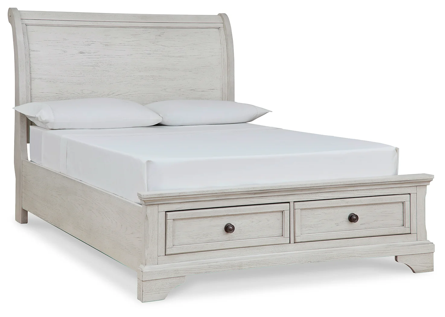 Robbinsdale Antique White Full Storage Sleigh Bedroom Set with Dresser, Mirror, Chest and Nightstand - Image 4
