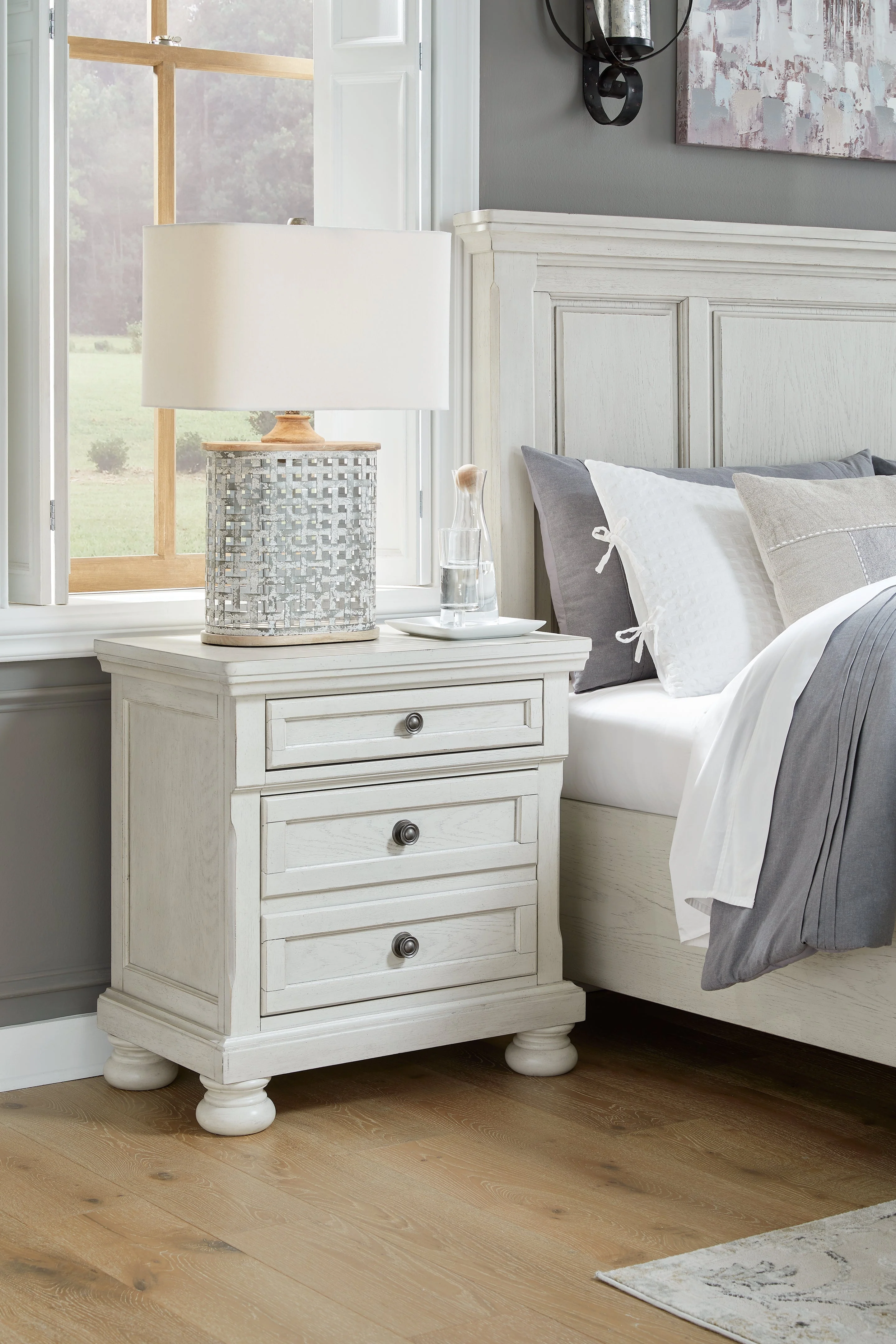 Robbinsdale Antique White Queen Panel Bedroom Set with Dresser, Mirror and Nightstand (Online Special Price) - Image 9