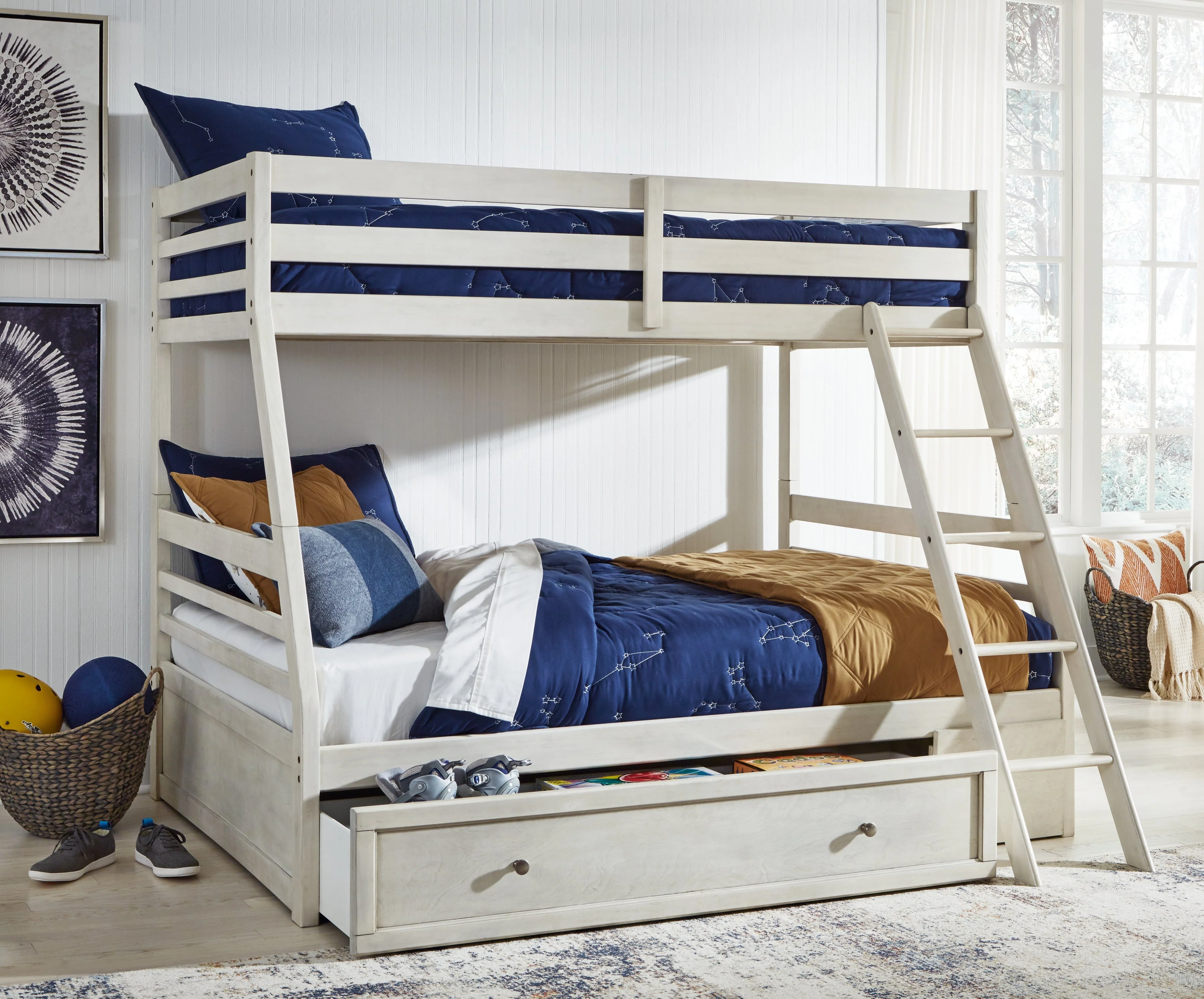 Robbinsdale Antique White Twin over Full Bunk Youth Bed with Storage (Online Special Price) - Image 8