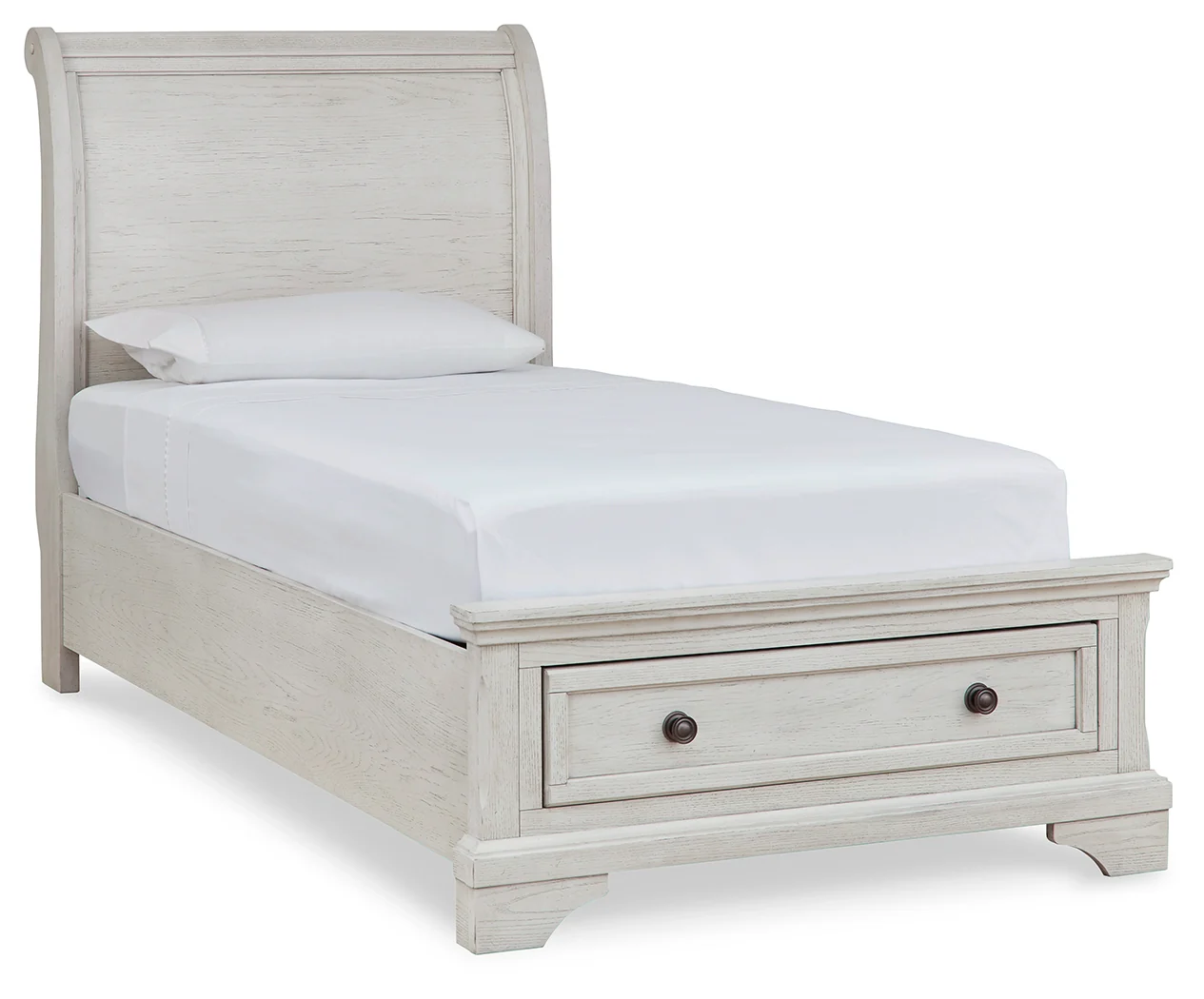 Robbinsdale Antique White Twin Sleigh Storage Bed, Dresser and Nightstand - Image 8