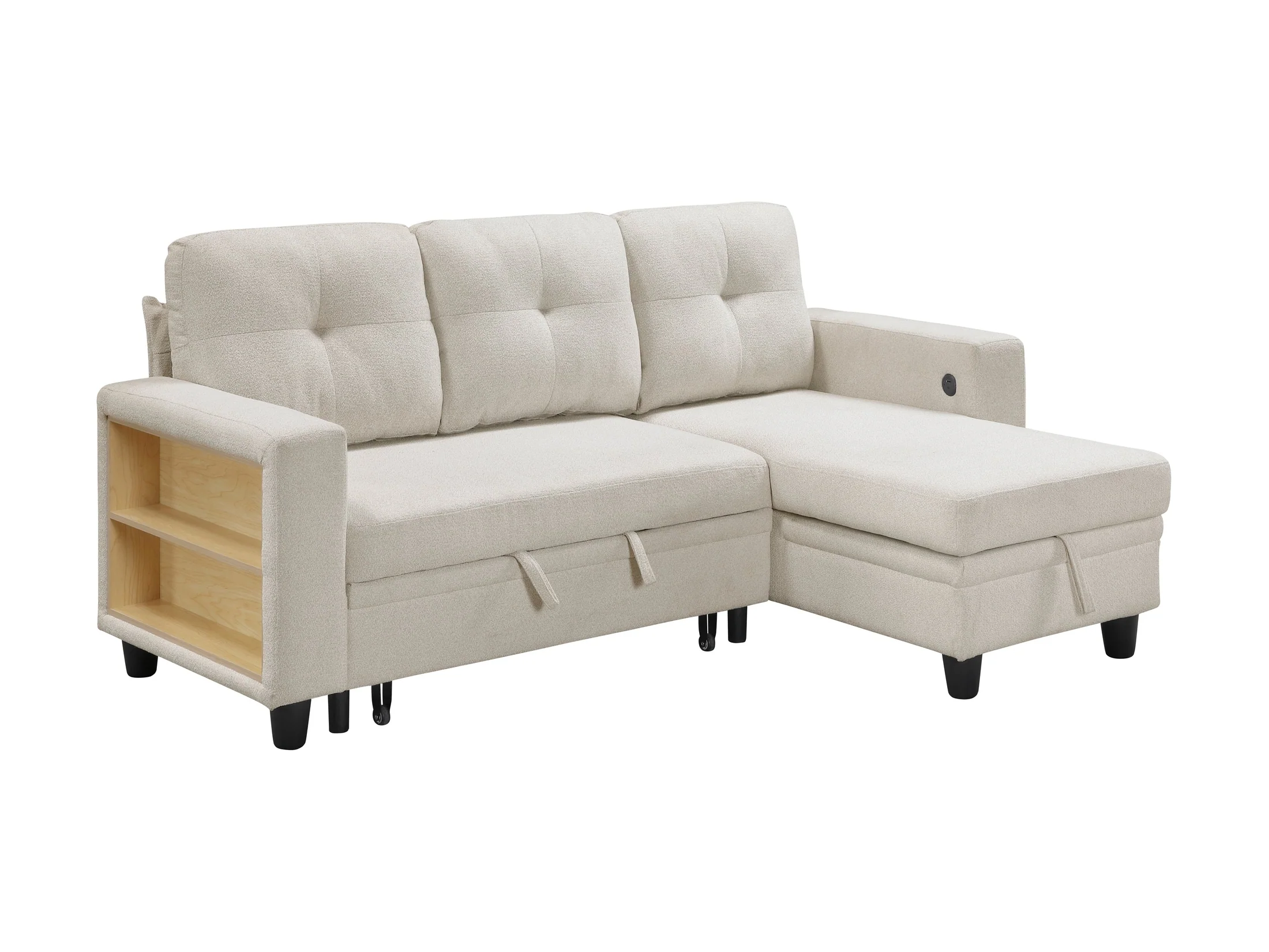 Robinson Beige Sectional with Reversible Chaise and Pull-out Bed