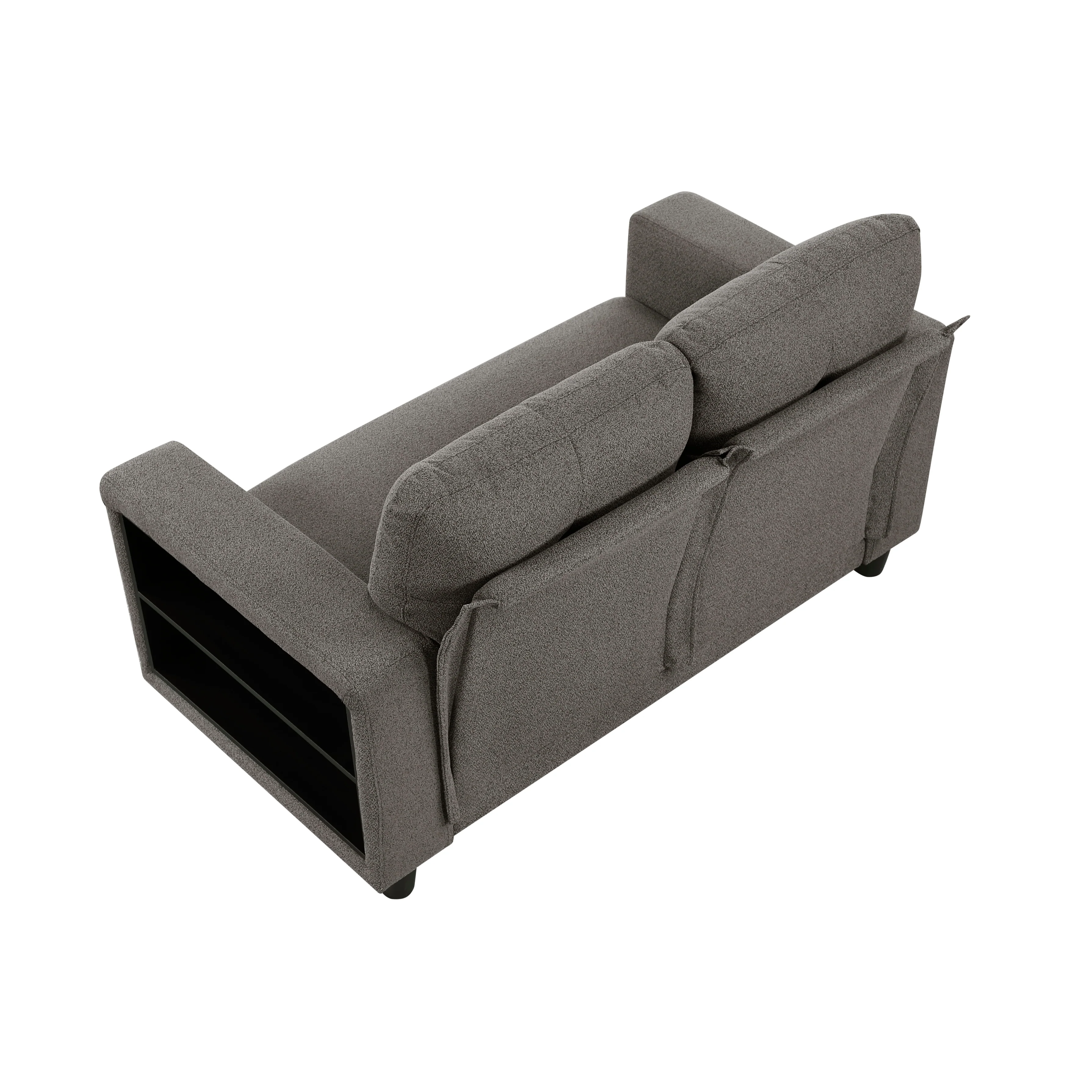 Robinson Dark Brown Pull-Out Loveseat with Storage Shelves and USB Charging Ports - Image 3