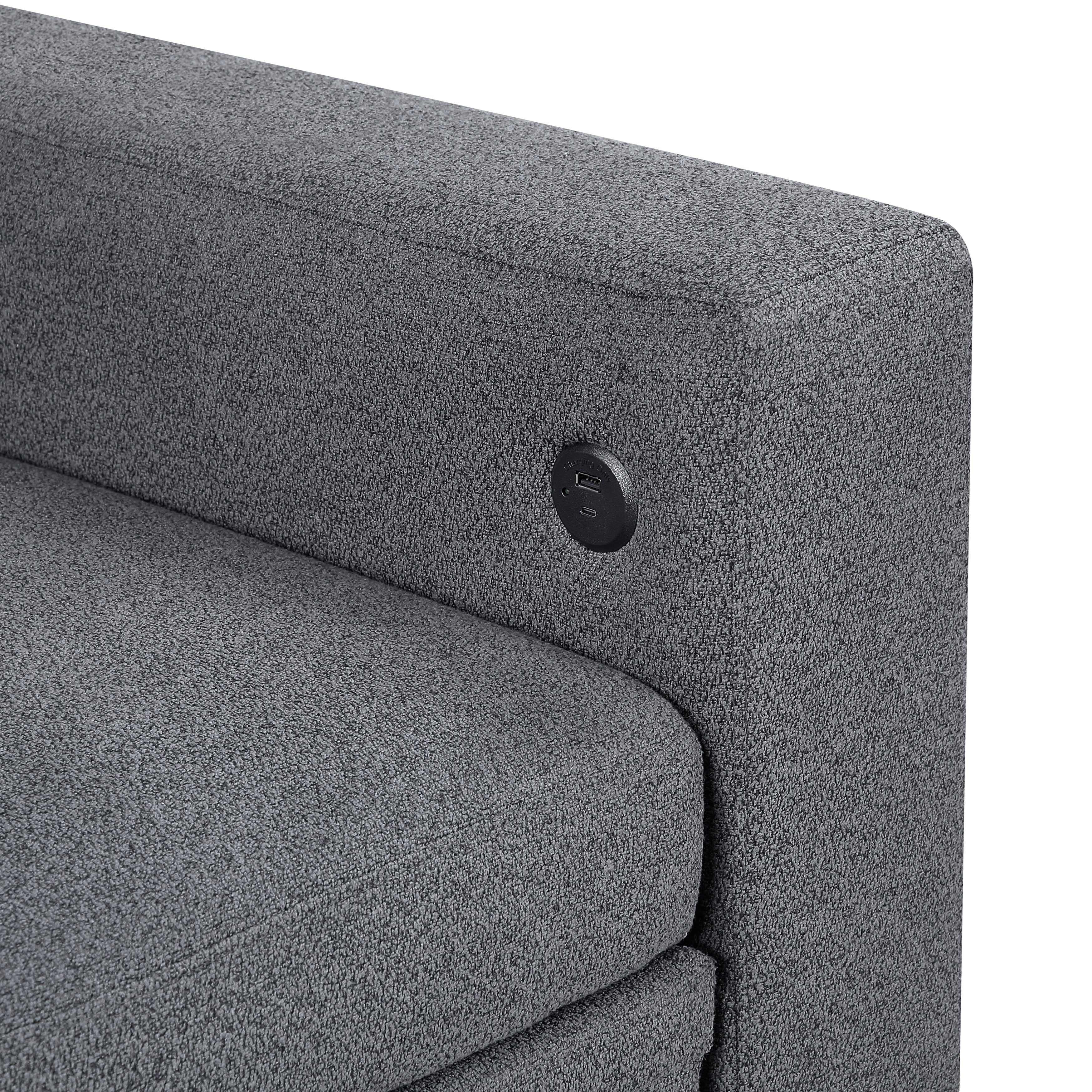 Robinson Gray Pull-Out Loveseat with Storage Shelves and USB Charging Ports - Image 4