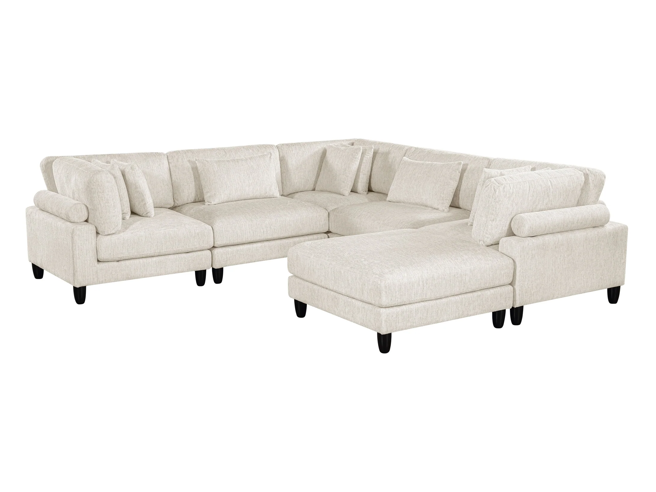 Robstown Beige 6-Piece Modular Sectional with Ottoman