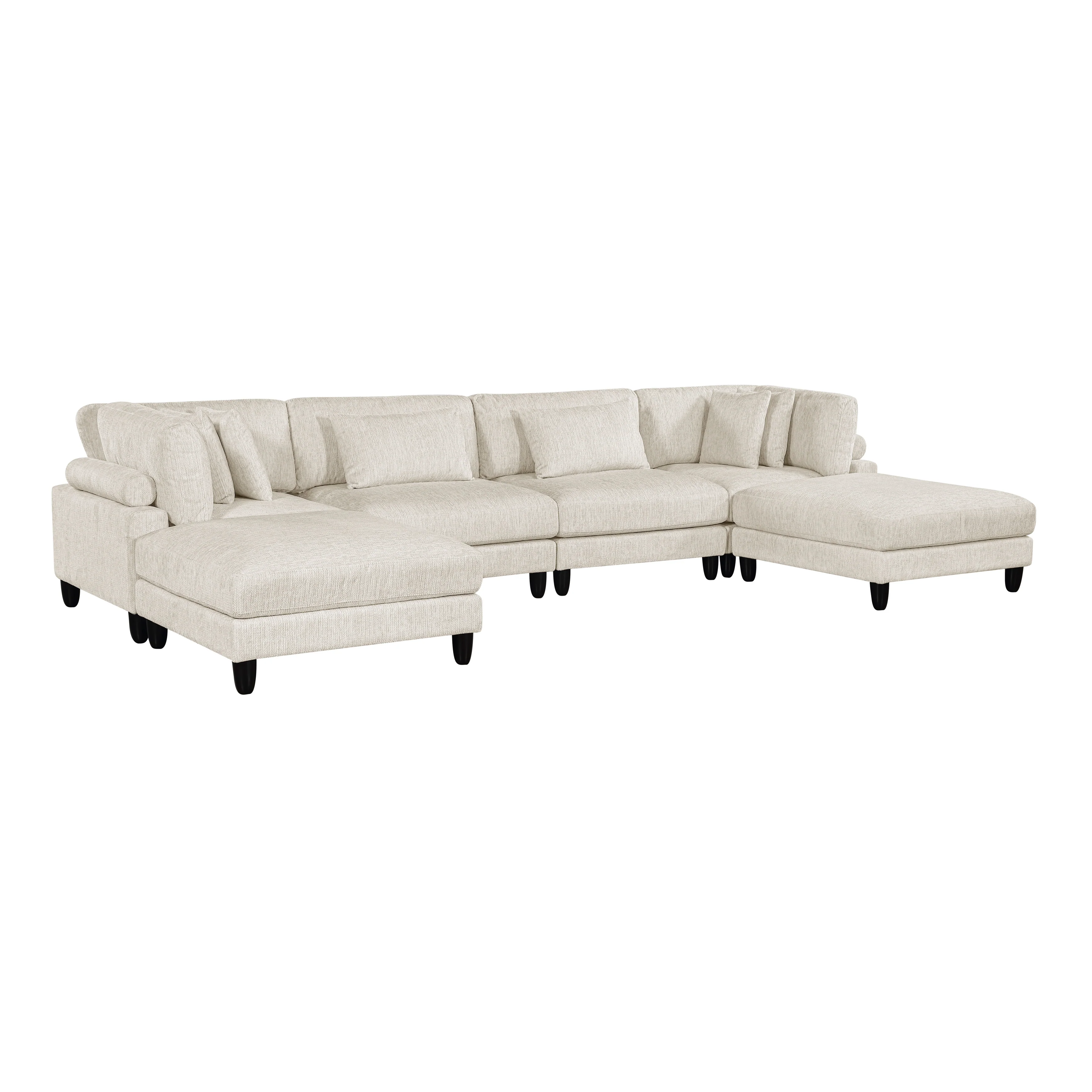 Robstown Beige 6-Piece Modular Sectional w/ Ottomans - Image 2