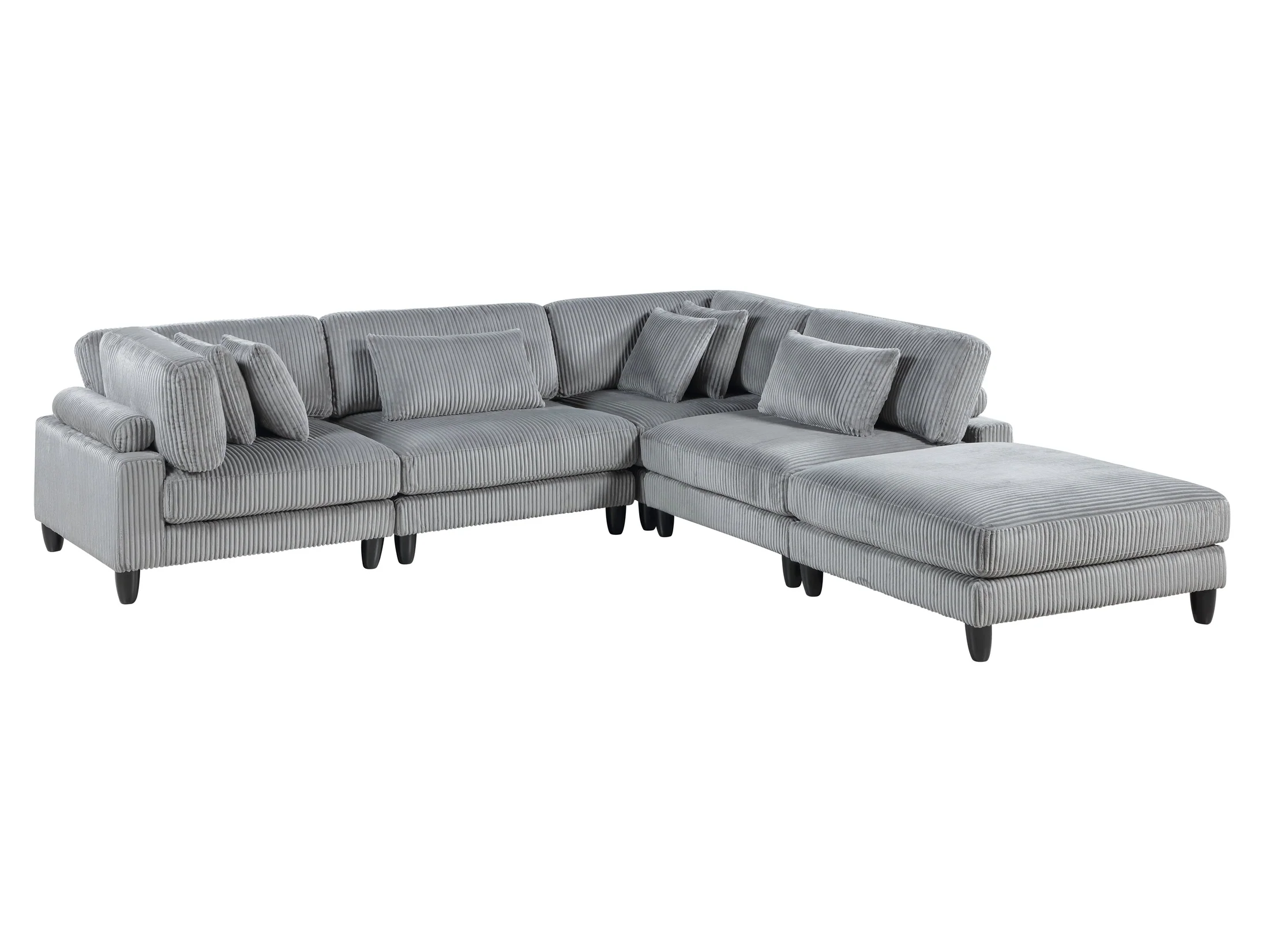 Robstown Gray 5-Piece Modular Sectional with Ottoman