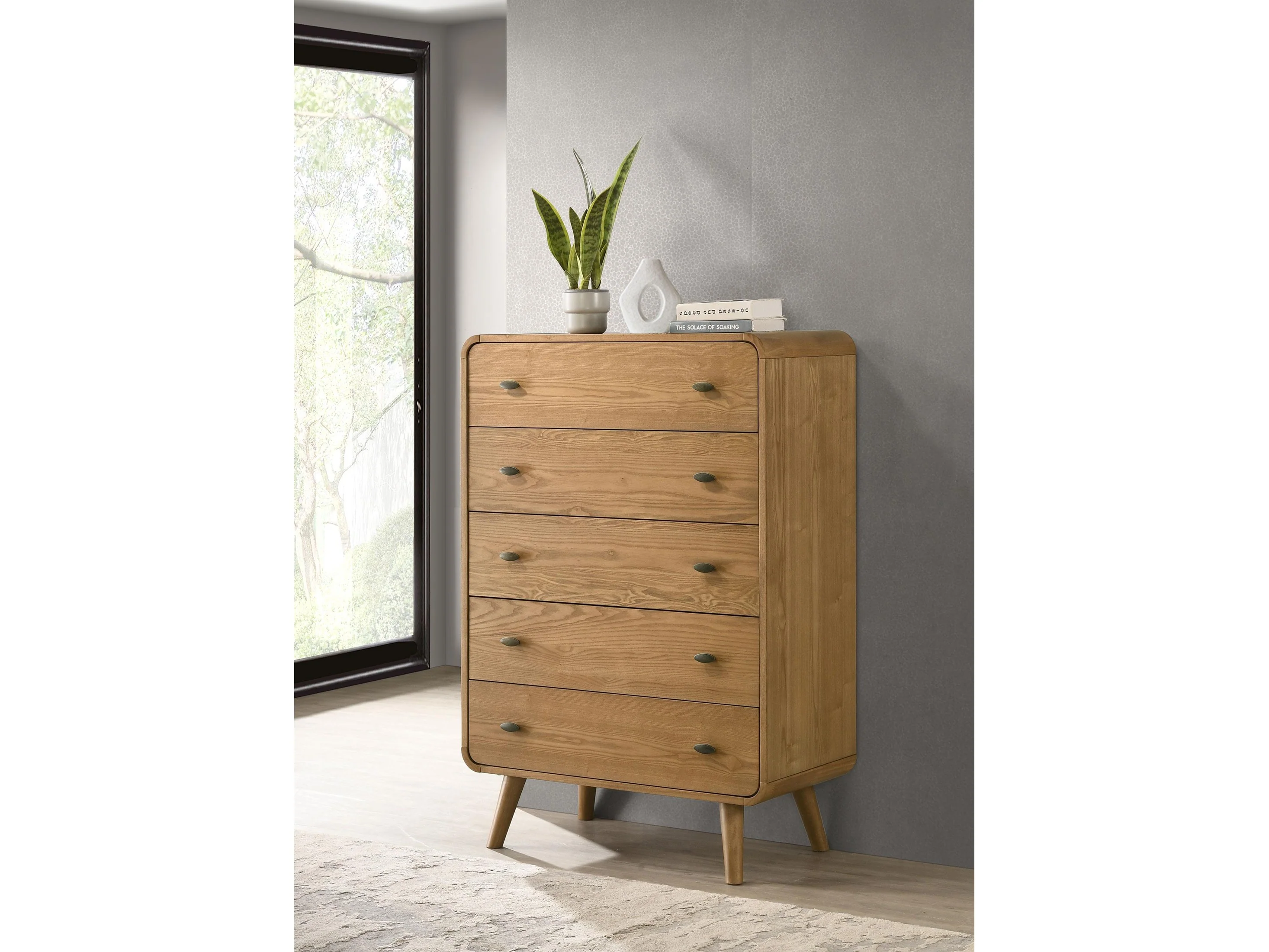 Robyn Light Ash 5-drawer Bedroom Chest of Drawers