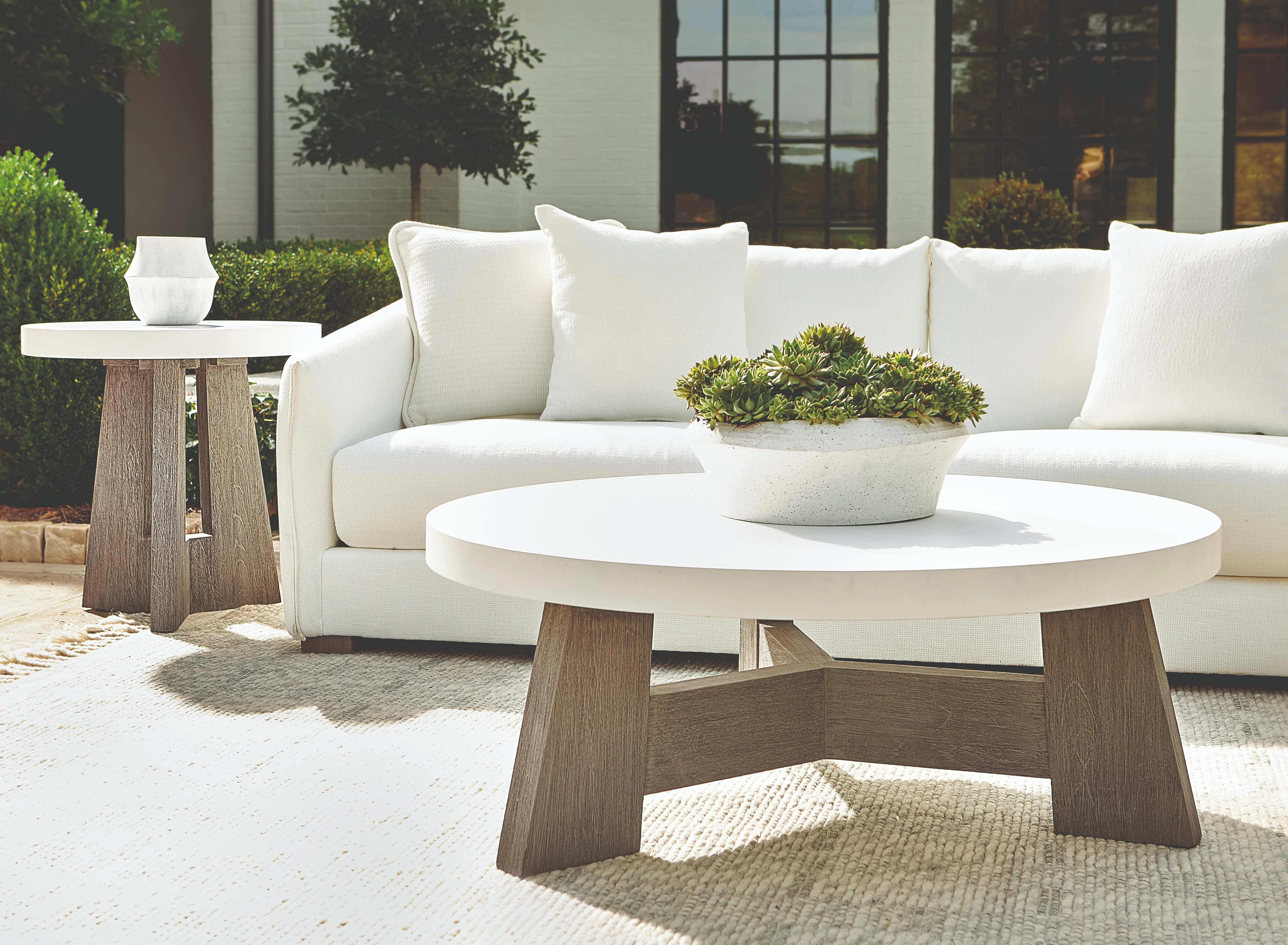 Rochelle Quarry/Weathered Teak Outdoor Side Table - Image 7