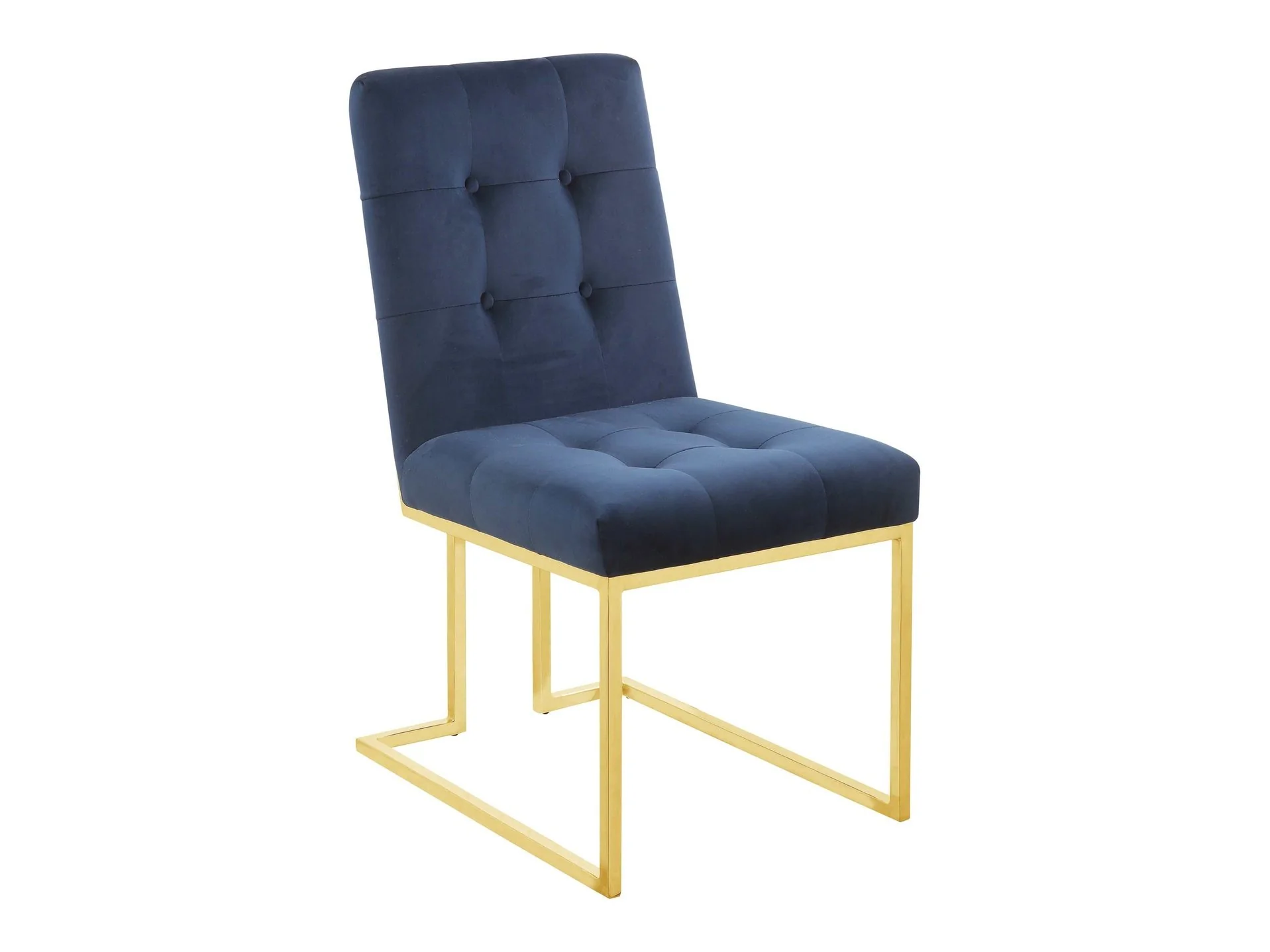 Ronan Dark Ink Blue & Gold Tufted Back Side Chairs (Set Of 2)