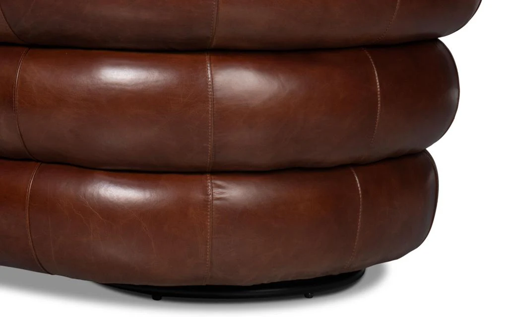 Rondo Brown Leather Swivel Chair - Image 11