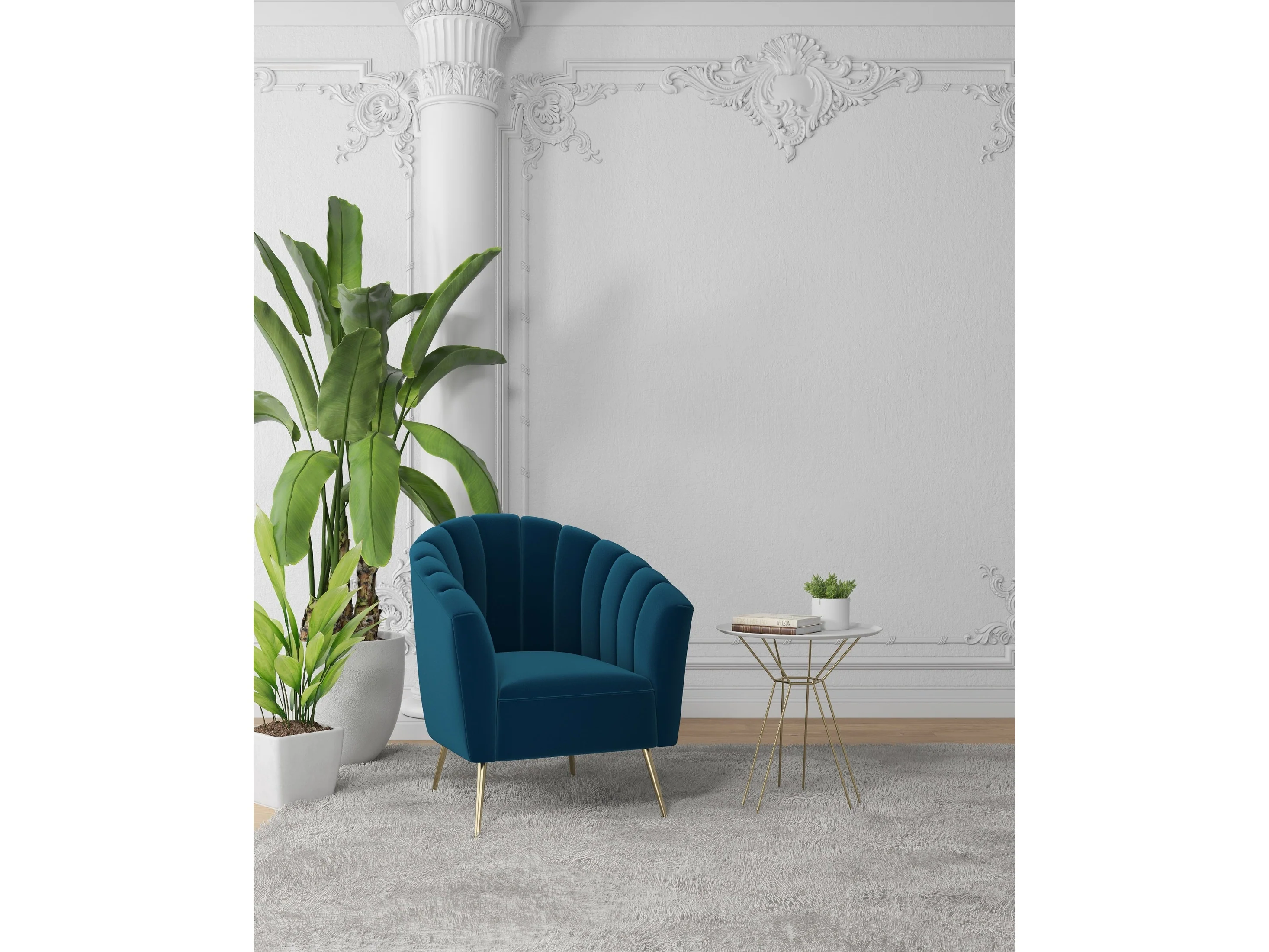 Rosemont Accent Chair in Blue and Gold (set of 2)