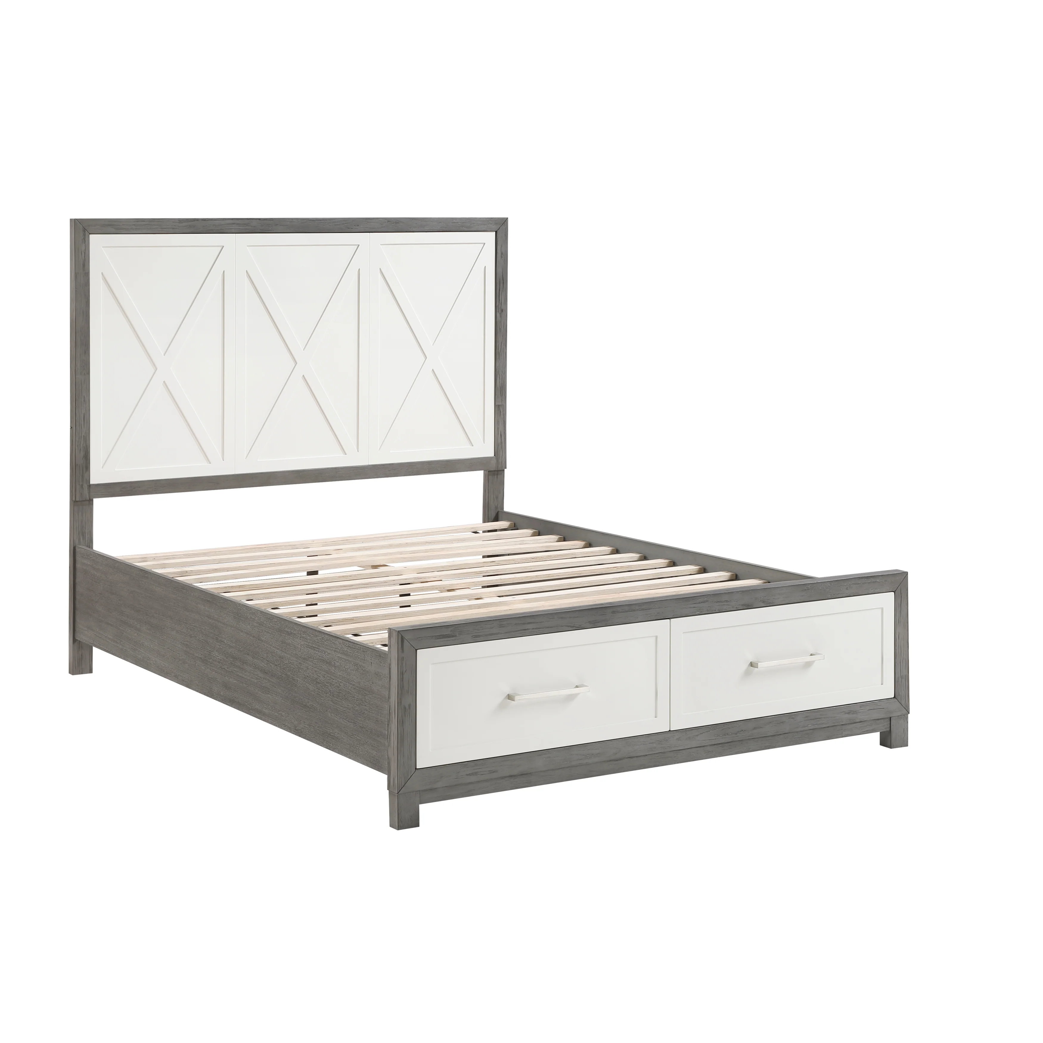 Rowan Ivory / Gray Queen Platform Bed w/Footboard Storage - Image 4