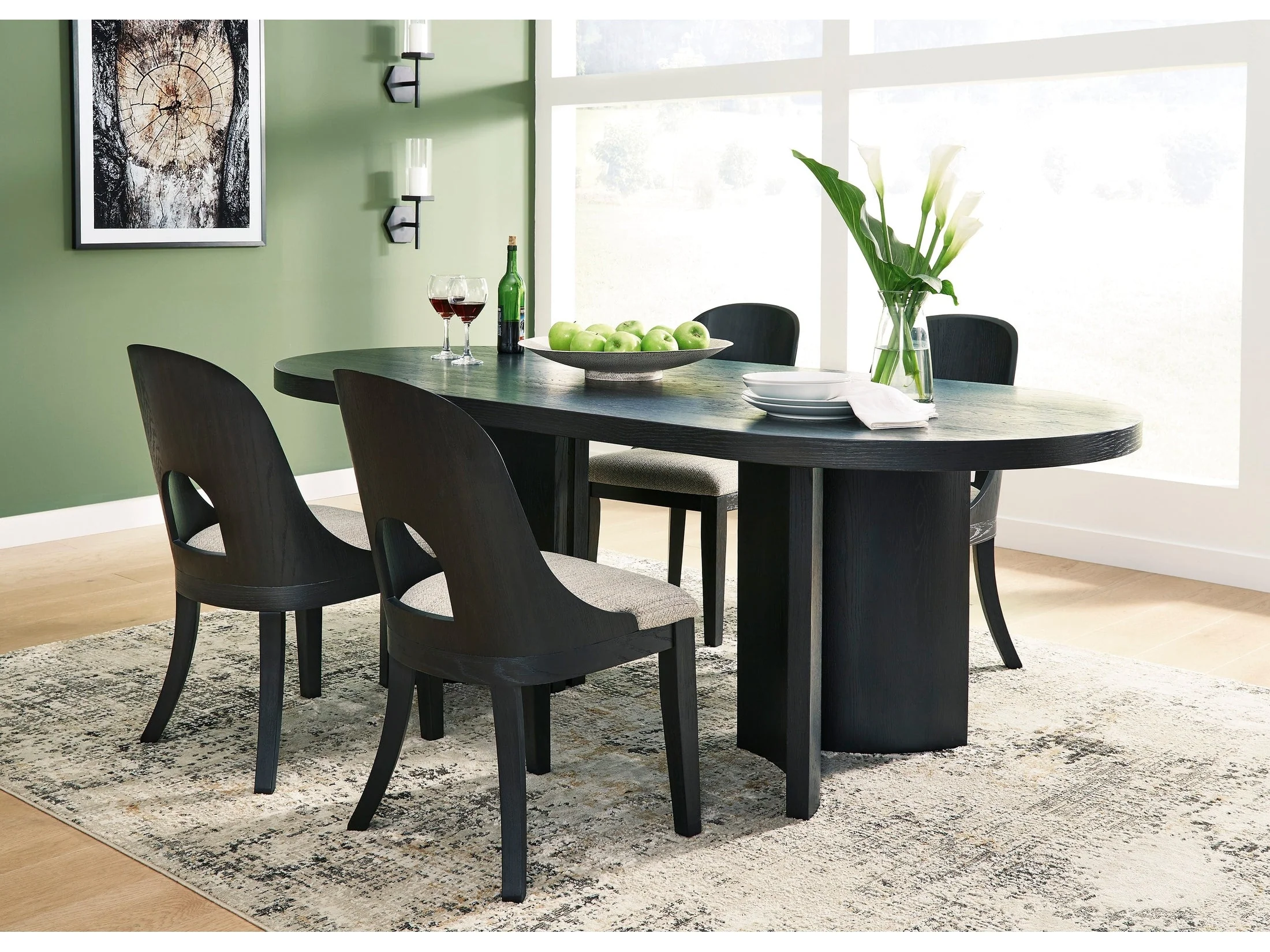 Rowanbeck Black Dining Room Set / 5pc (Online Special Price)