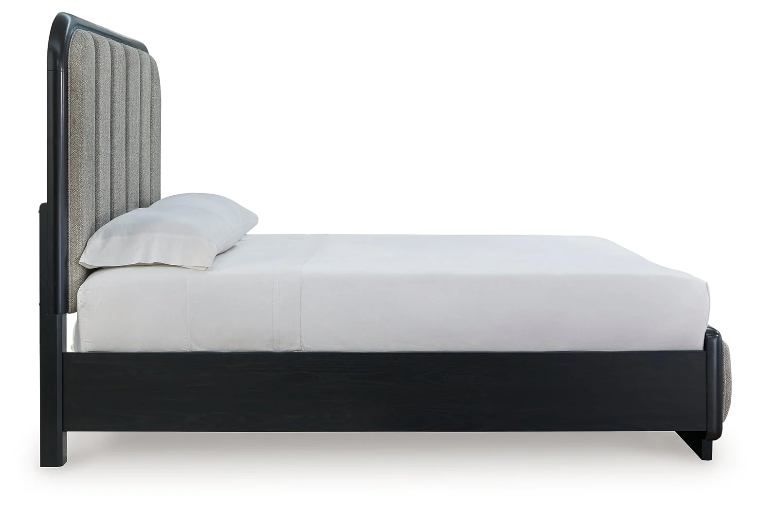 Rowanbeck Black Queen Upholstered Panel Bed & Dresser & Mirror (Online Special Price) - Image 7