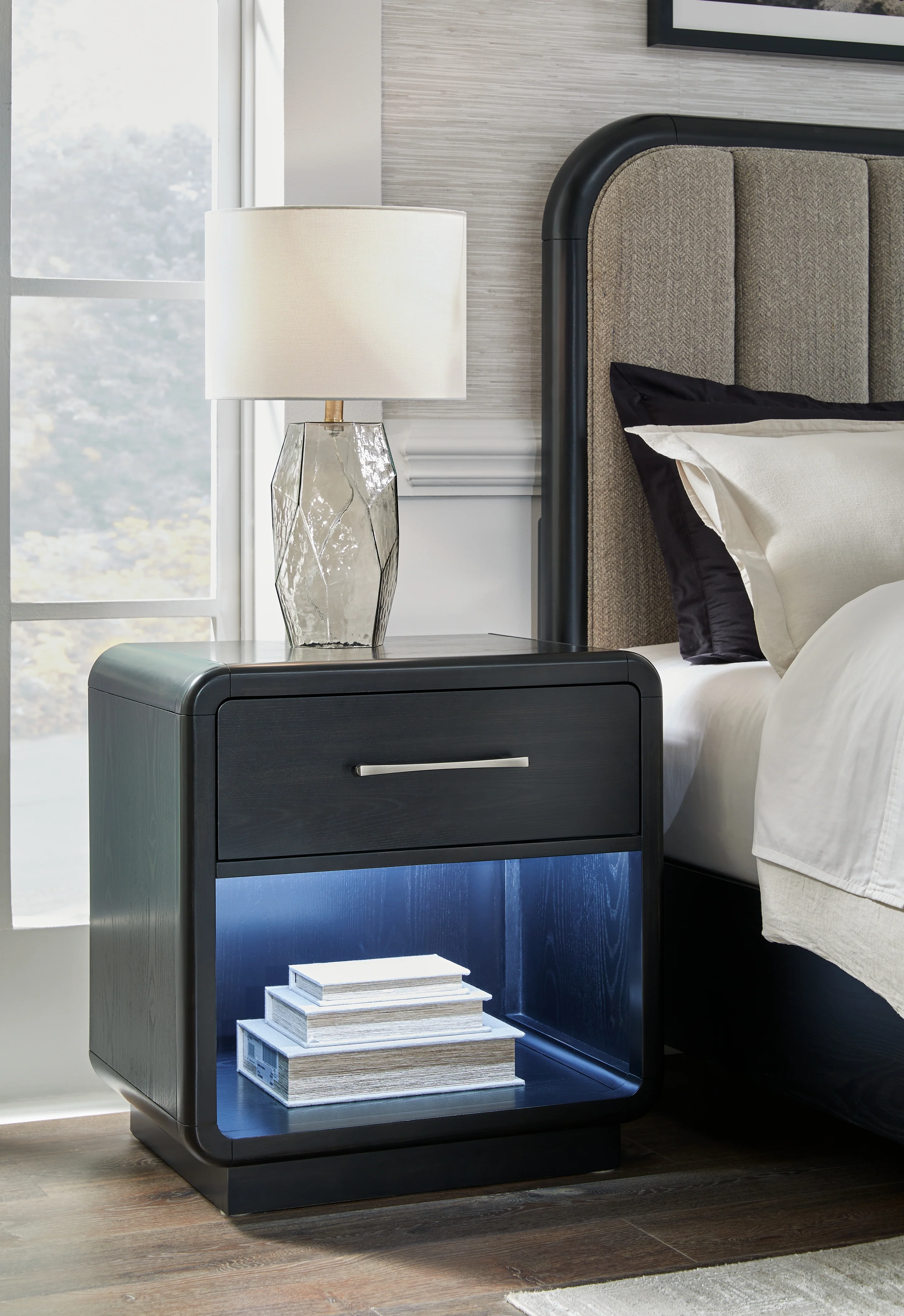 Rowanbeck Gray/Black King Panel Bed, Dresser, Mirror, Chest and Nightstand (Online Special Price) - Image 22
