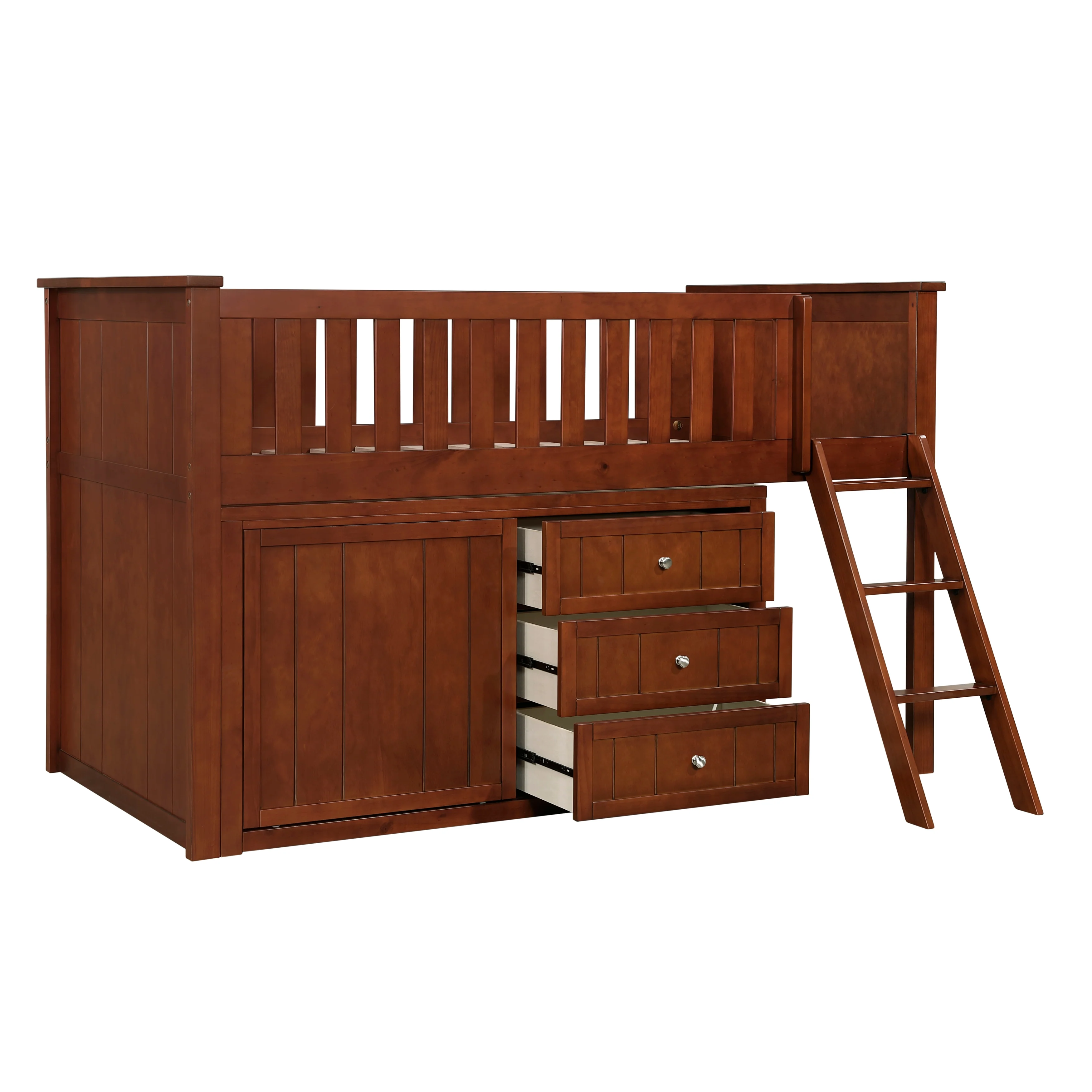 Rowe Dark Cherry Low Loft Bunk with Dresser - Image 4