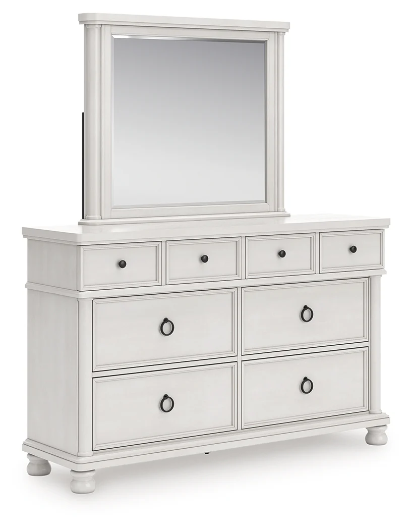 Rowlenstown Antique White Queen Poster Bed, Dresser and Mirror (Online Special Price) - Image 3