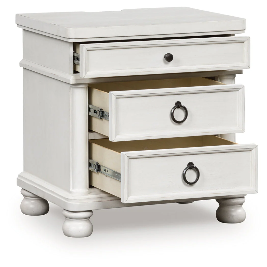 Rowlenstown Antique White Three Drawer Night Stand (Online Special Price) - Image 2