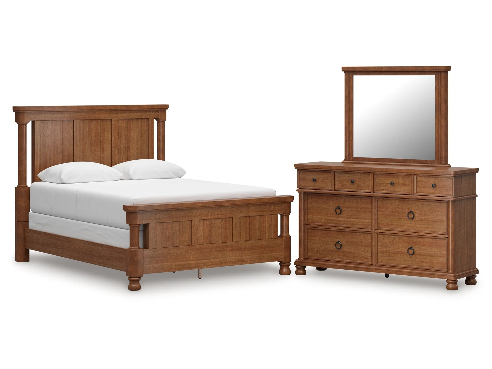Rowlenstown Brown Queen Poster Bed, Dresser and Mirror (Online Special Price)