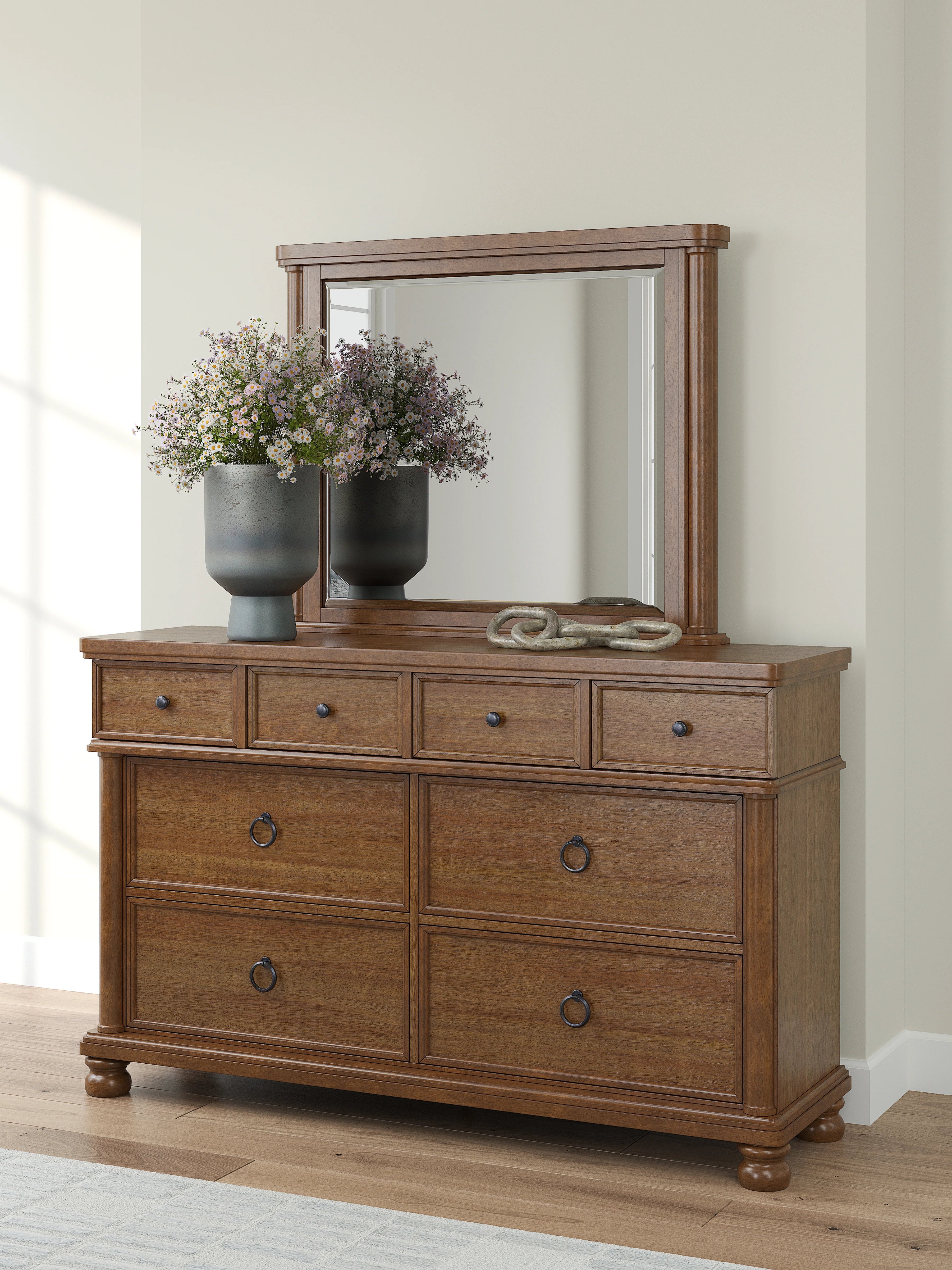 Rowlenstown Brown Queen Poster Bed, Dresser and Mirror - Image 12