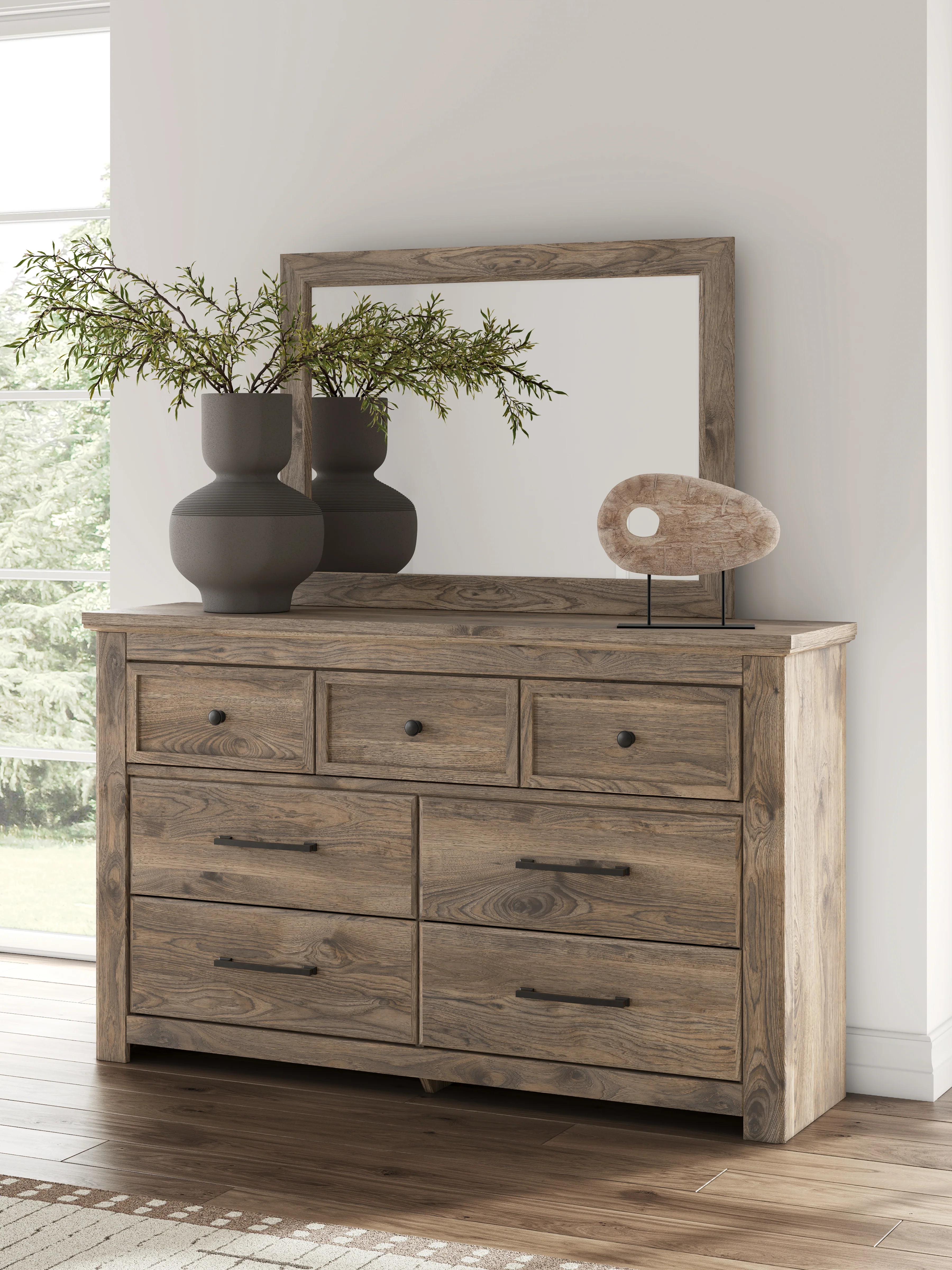 Rusticott Brown King Panel Bed, Dresser, Mirror and Nightstand - Image 23