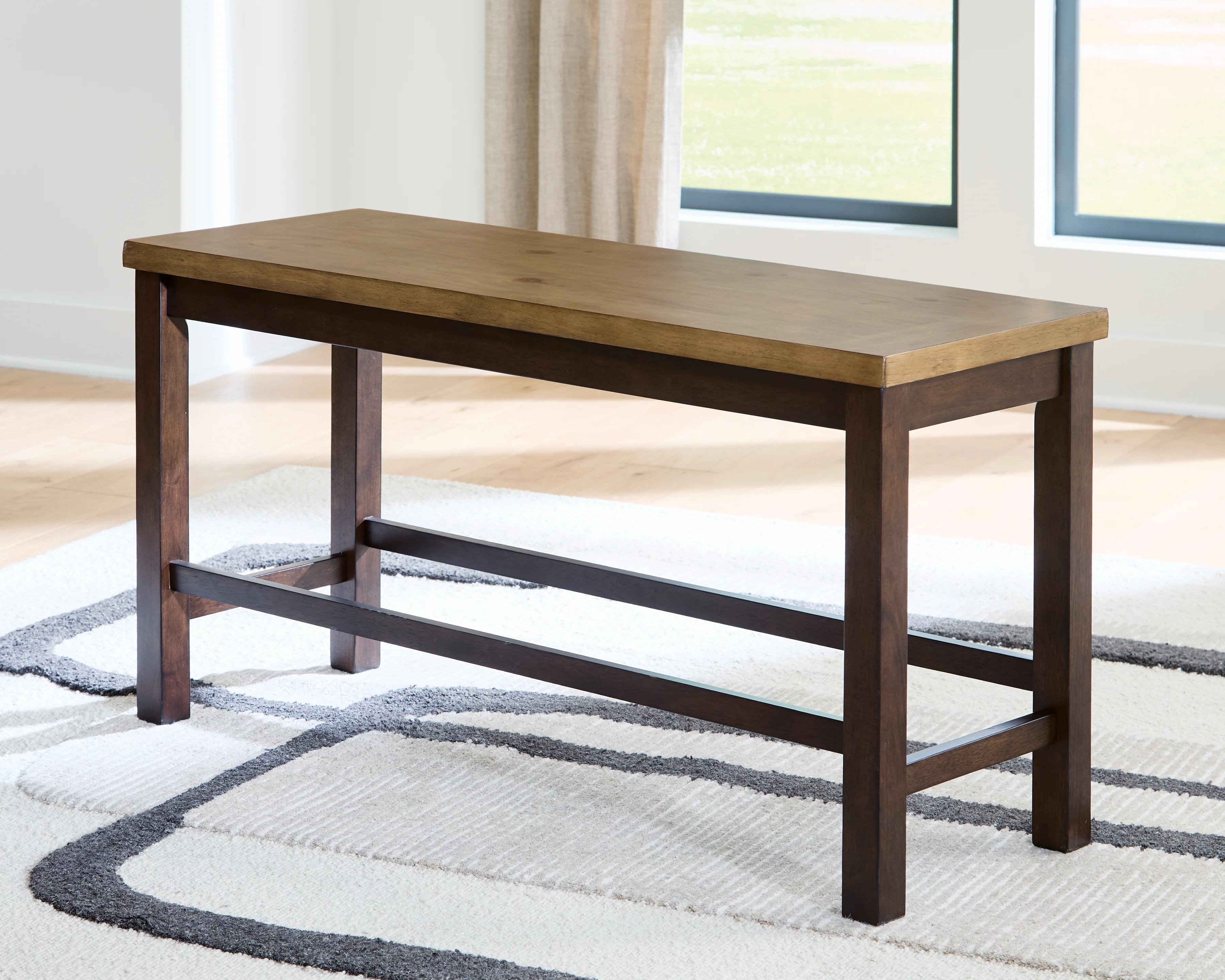Rylandeen Light Brown/Dark Brown Counter Height Extension Dining Table 4 Barstools and Bench (Online Special Price) - Image 17
