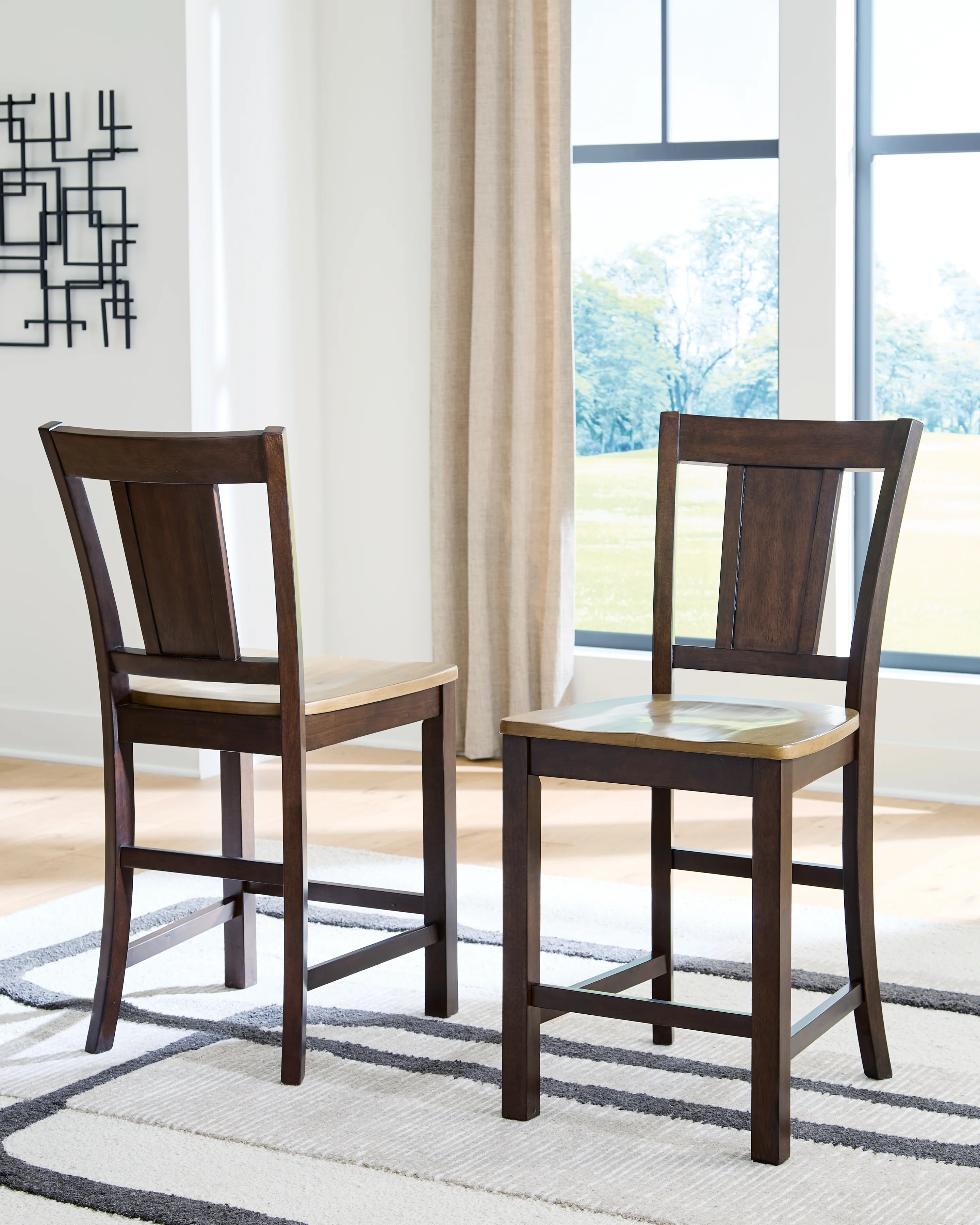 Rylandeen Light Brown/Dark Brown Counter Height Extension Dining Table and 6 Barstools (Online Special Price) - Image 12