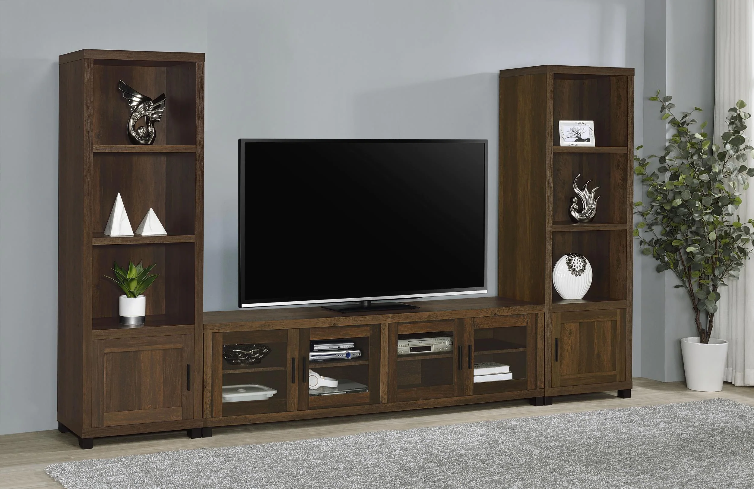 Sachin Dark Pine 3-shelf Engineered Wood Media Tower - Image 12